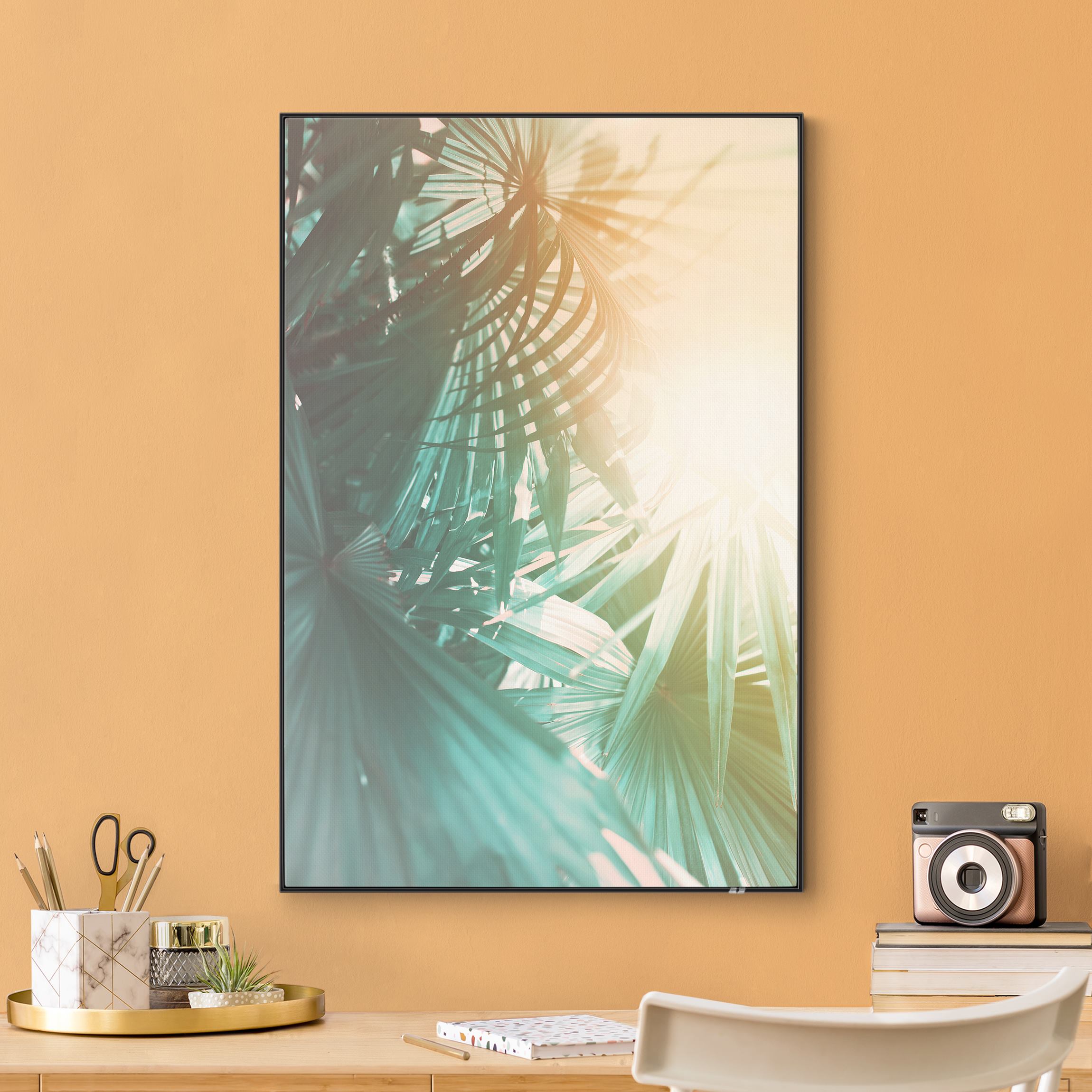 Wechselbild Tropische Pflanzen Palmen bei Sonnenuntergang