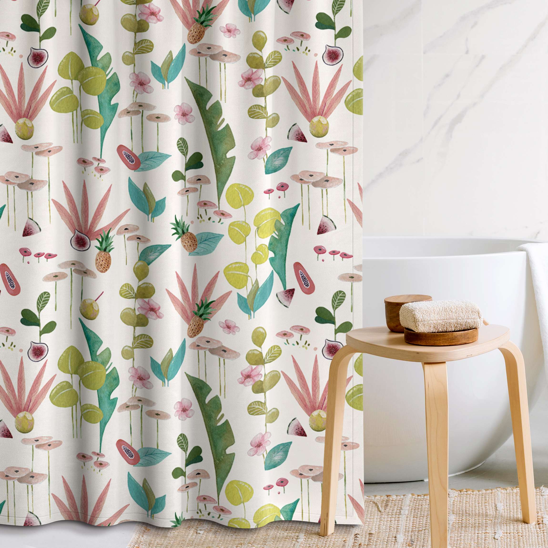 Duschvorhang Tropische Pflanzen und Früchte