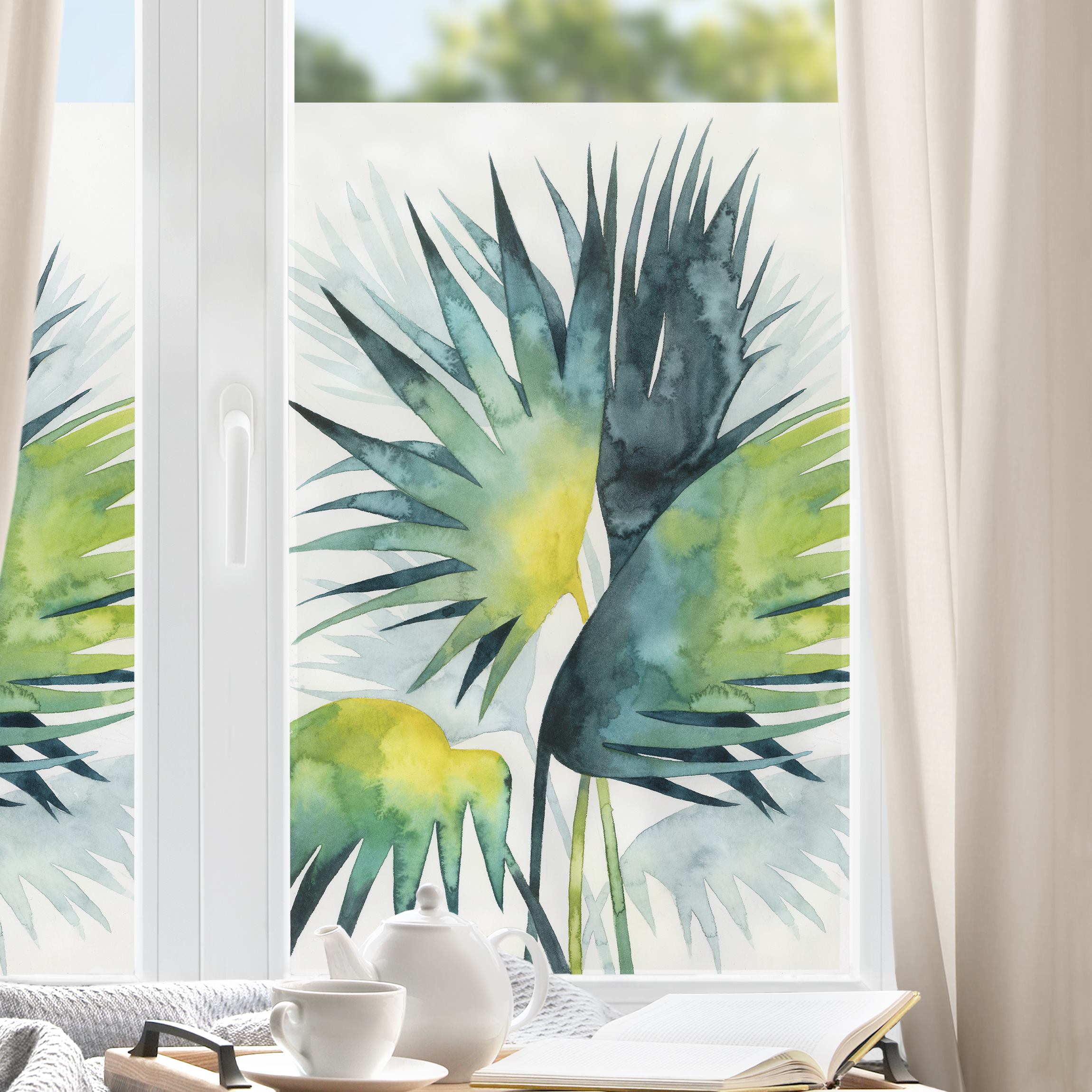 Fensterfolie Tropisches Blattwerk - Fächerpalme