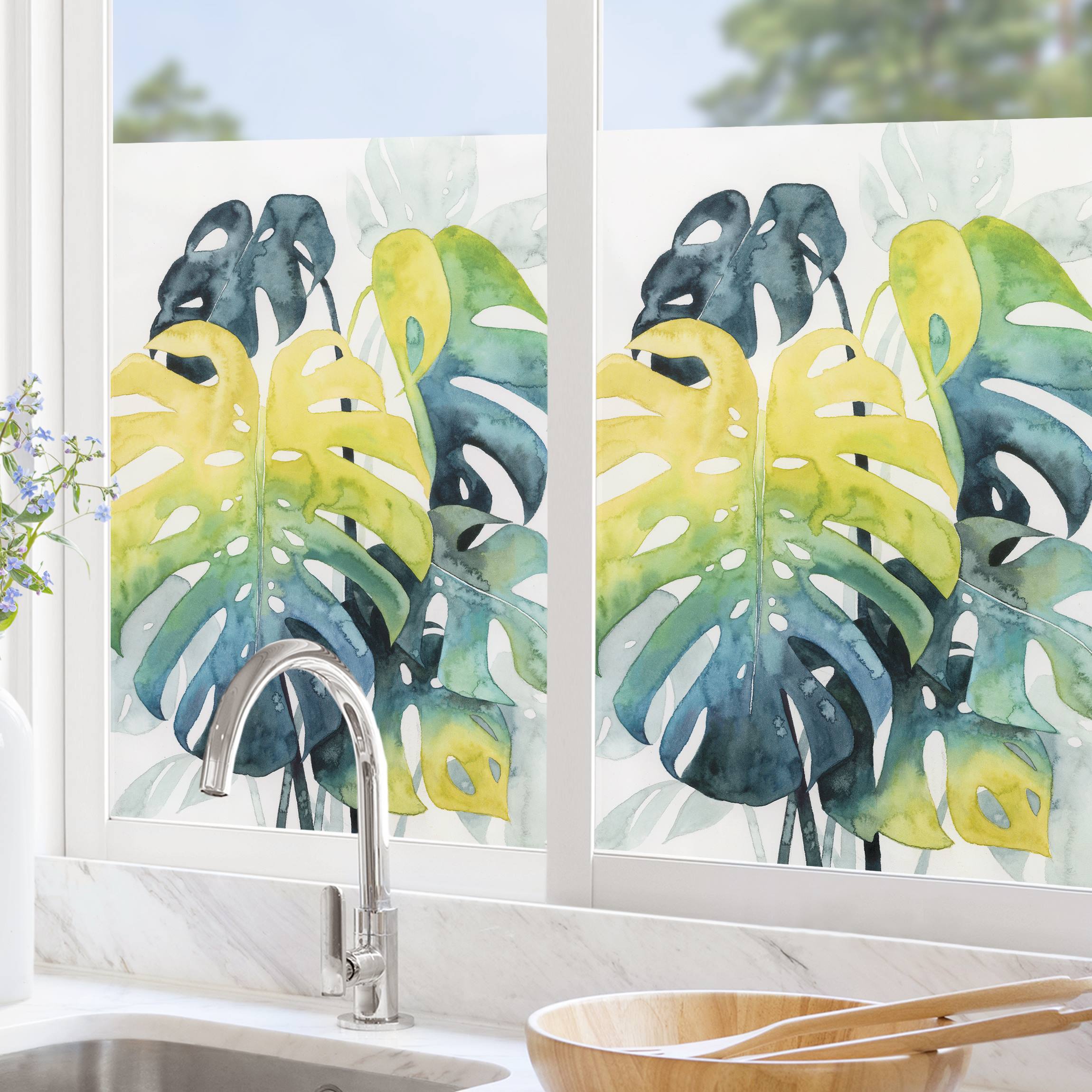 Fensterfolie Tropisches Blattwerk - Monstera