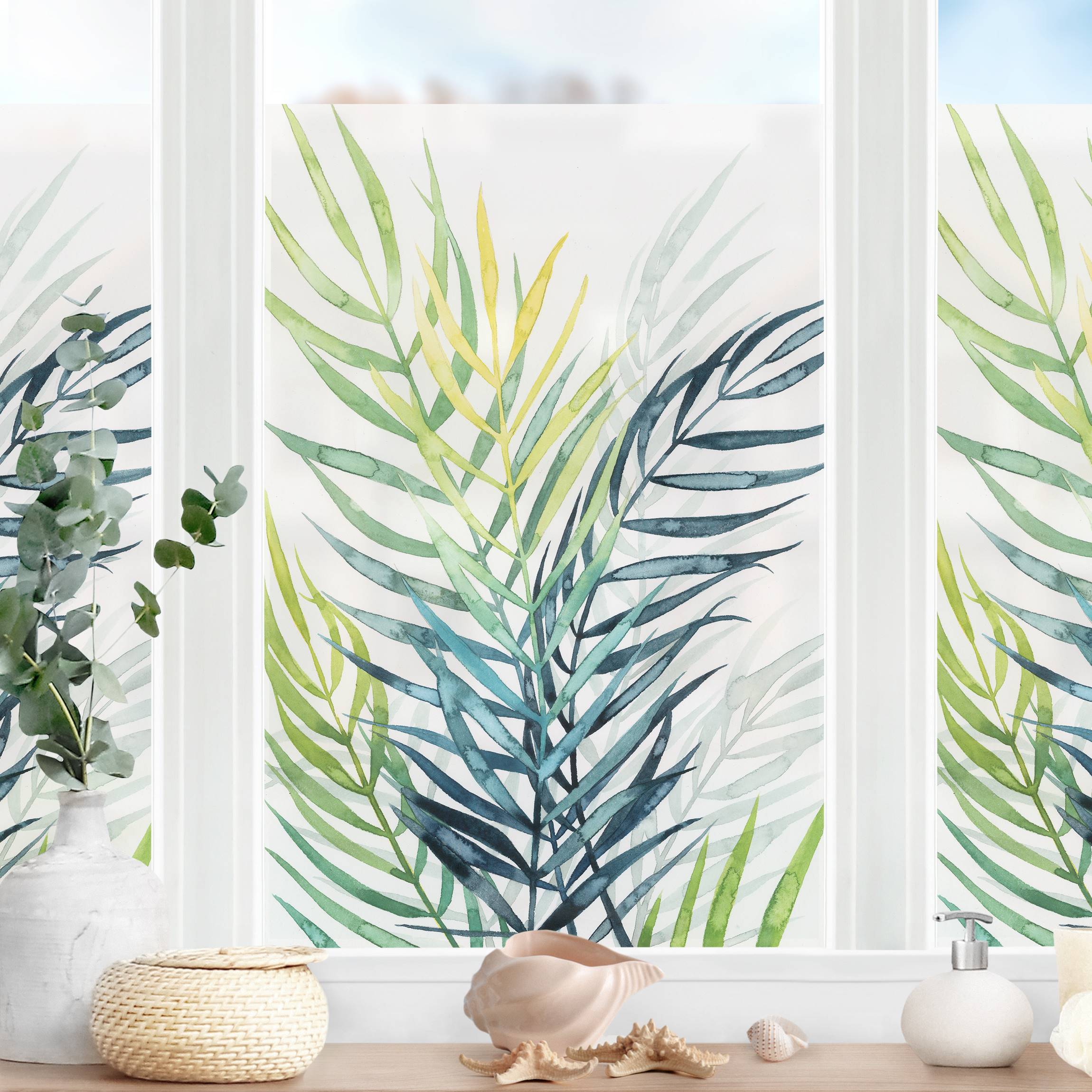 Fensterfolie Tropisches Blattwerk - Palme