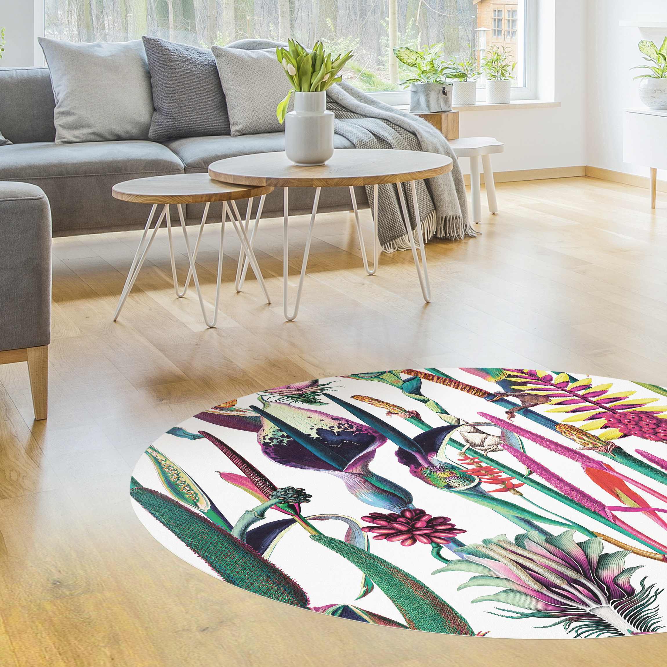 Runder Vinyl-Teppich Tropisches Luxus Muster XXL