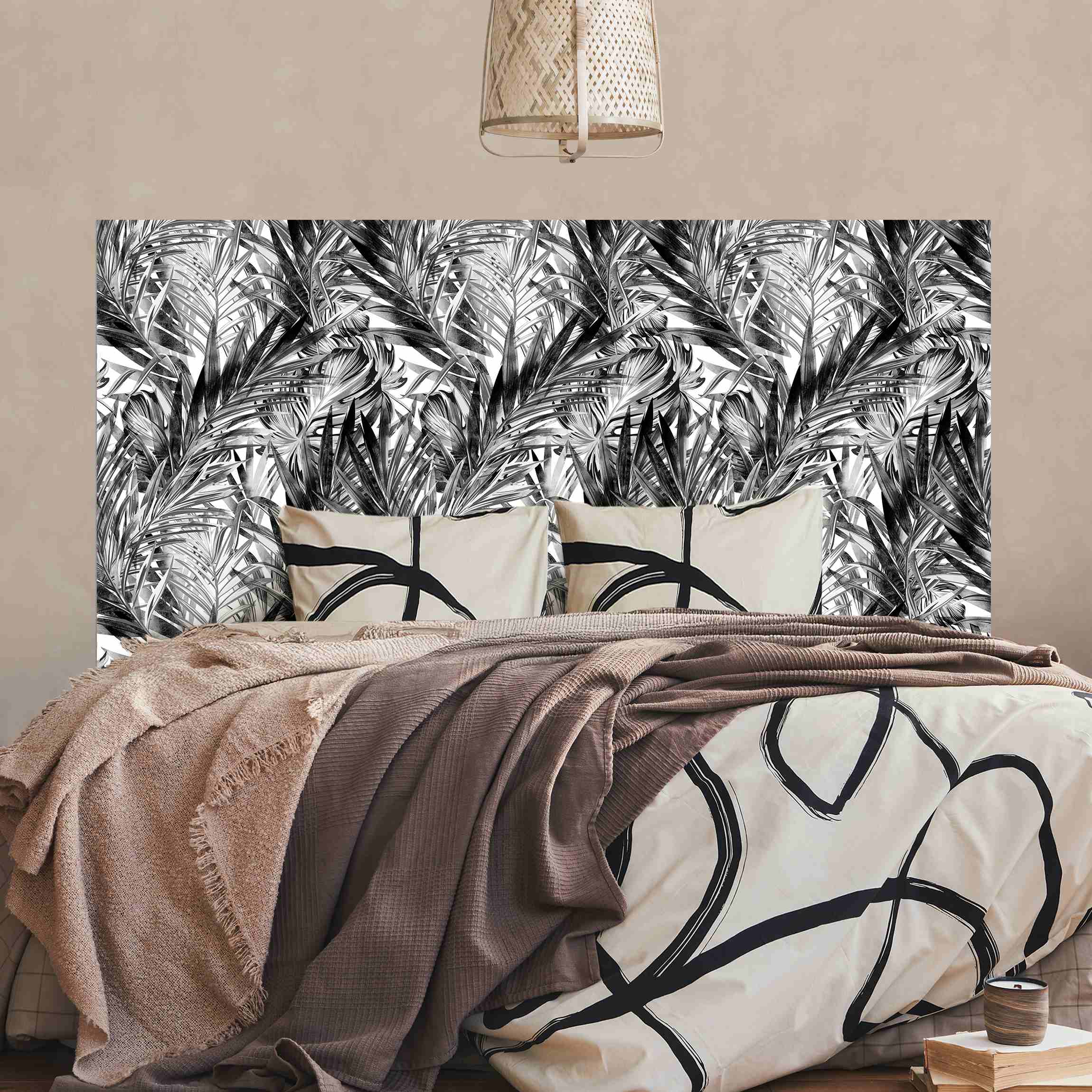 Kopfteil Bett Tropisches Unterholz Schwarz