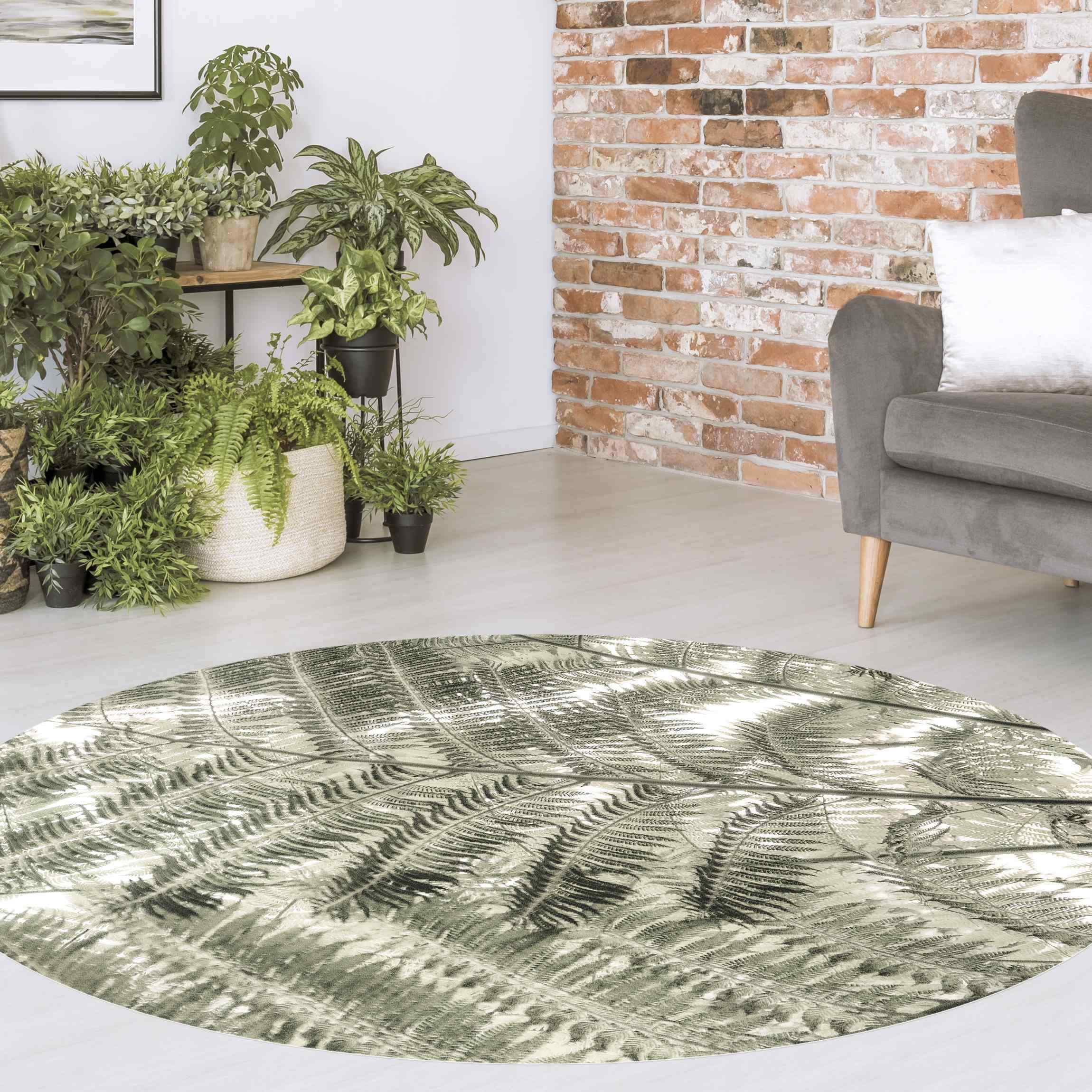 Runder Vinyl-Teppich Unterm Farn