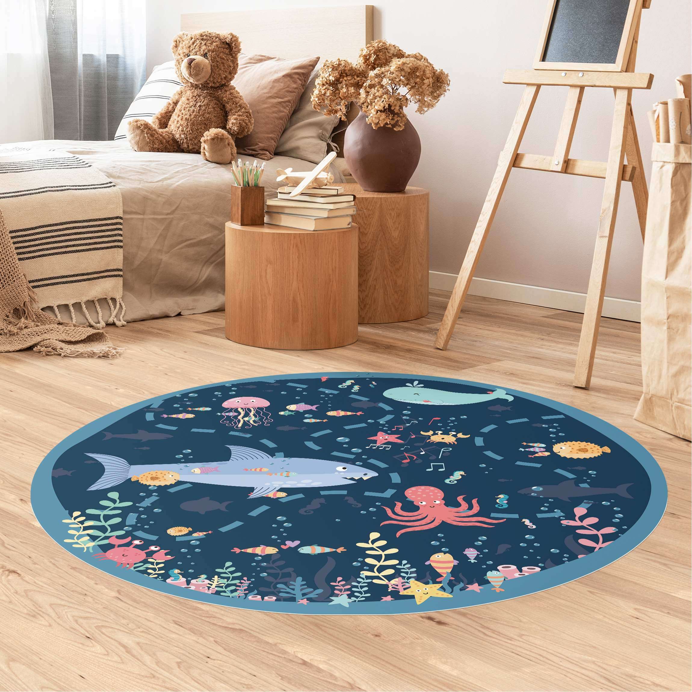 Runder Vinyl-Teppich Unterwasser - Auf Entdeckungstour