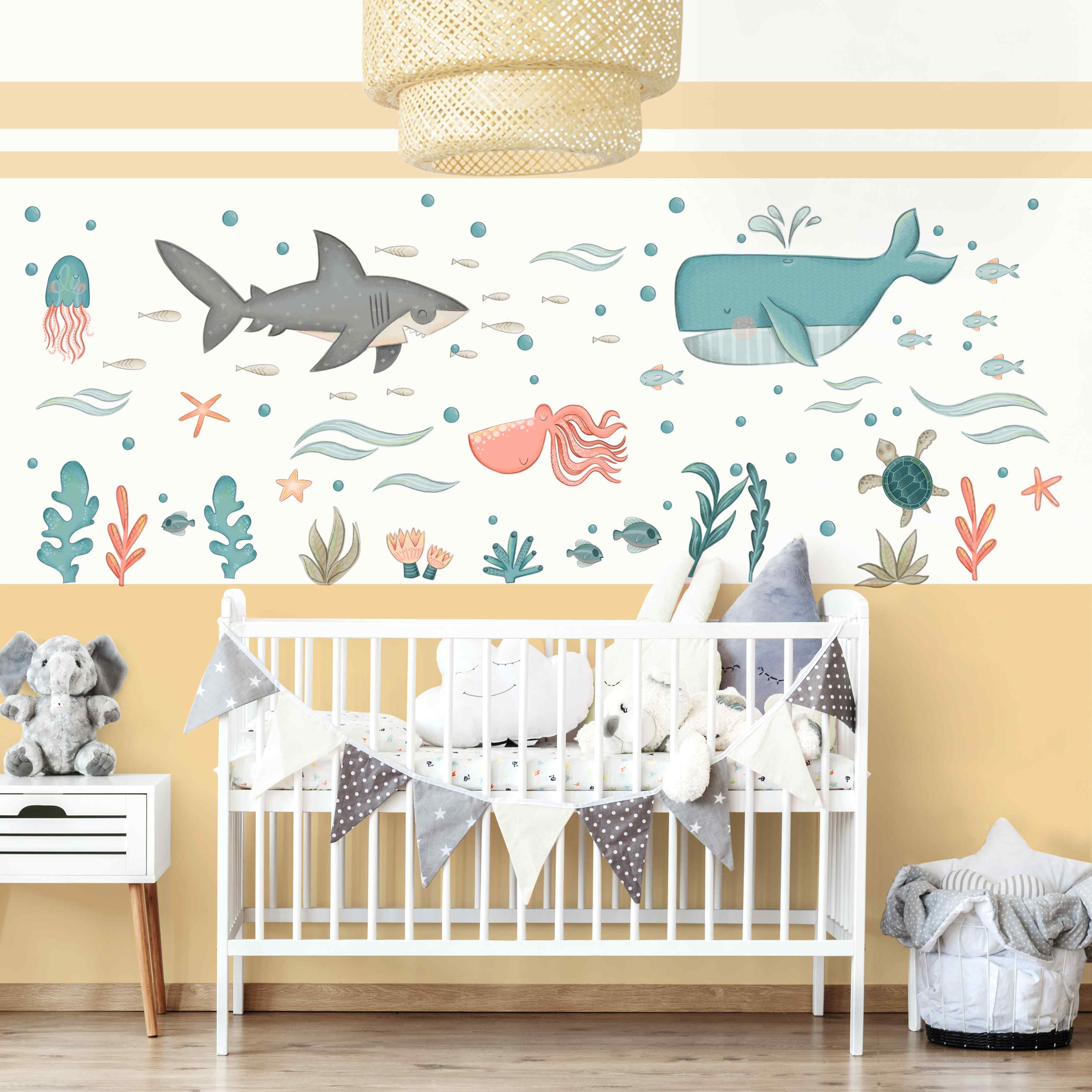 Wandtattoo Unterwasser Ozean Fische Set