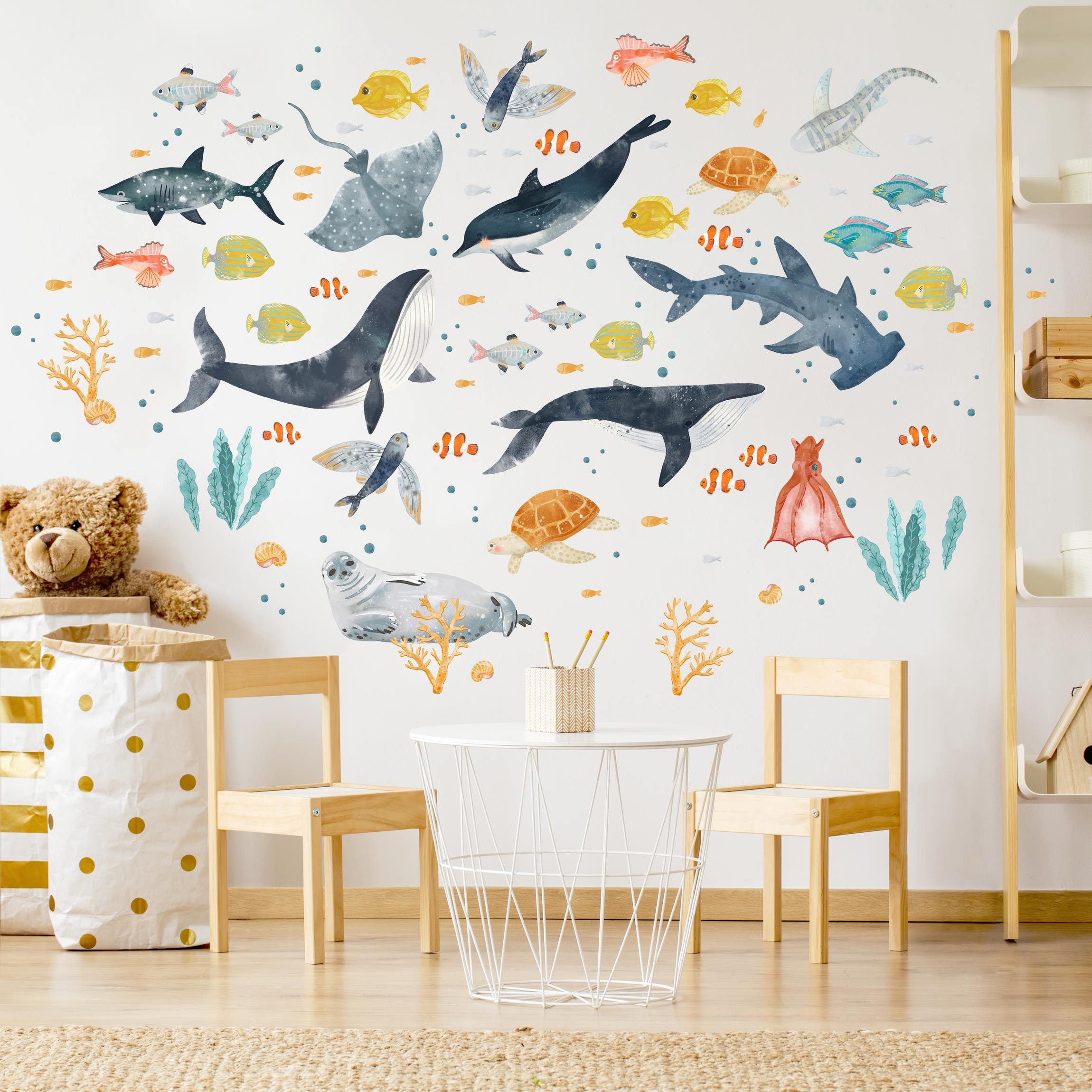 Wandtattoo 132-teilig Unterwasserwelt Fische