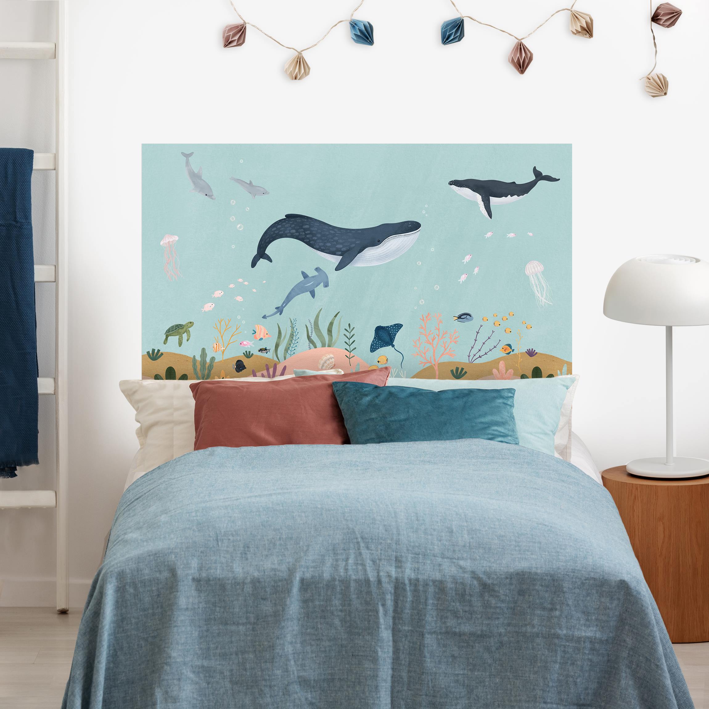 Kopfteil Bett Unterwasserwelt mit buntem Korallenriff