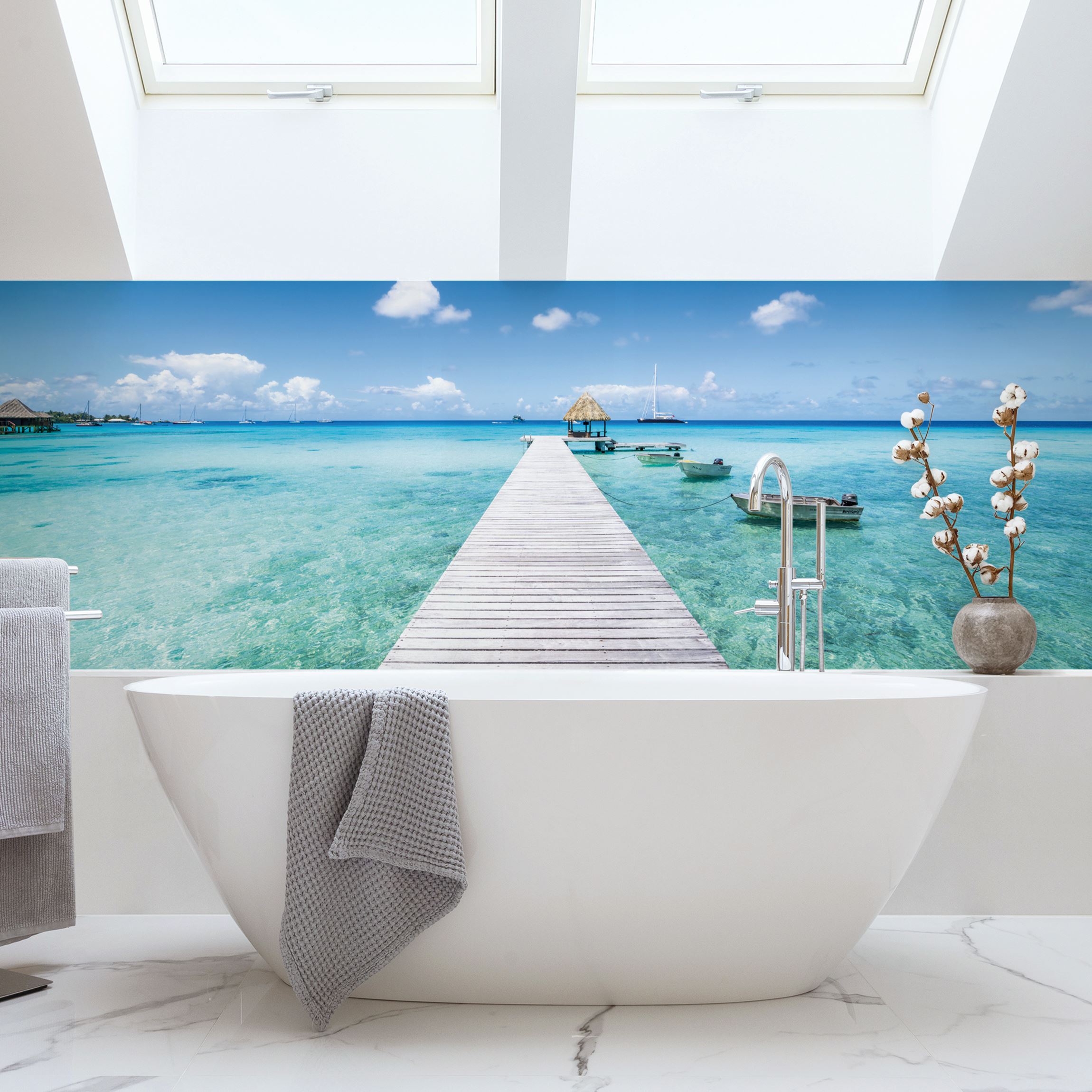 Wandverkleidung Bad Urlaub in den Tropen