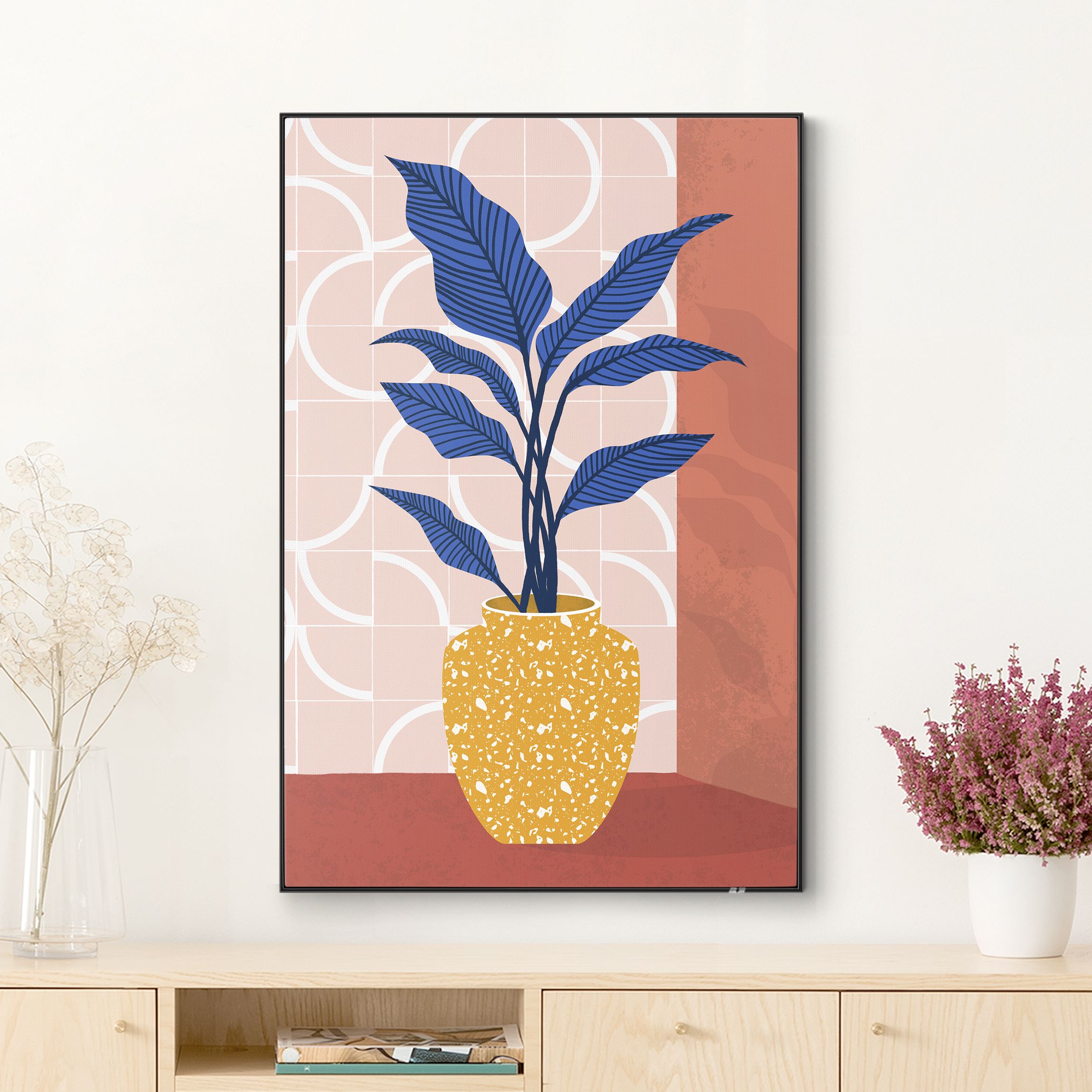 Wechselbild Vase vor Fliesen