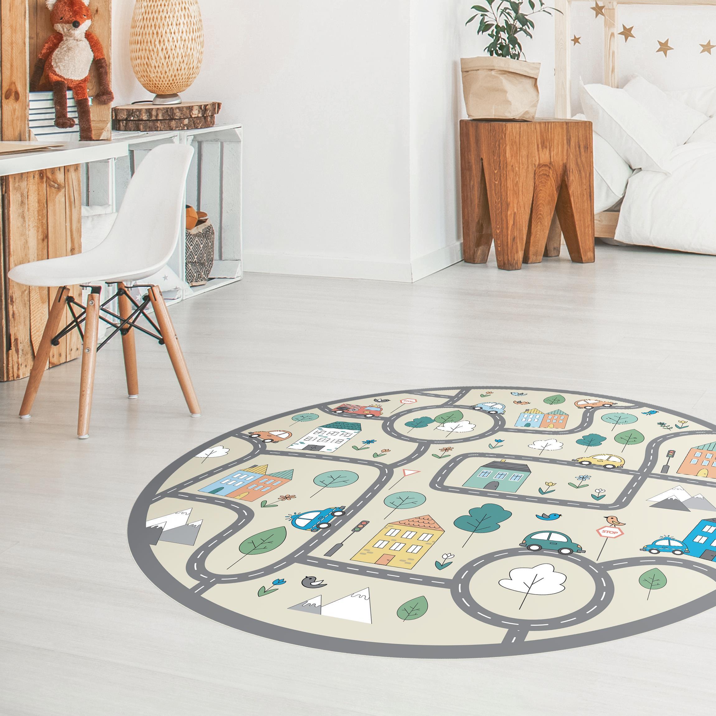 Runder Vinyl-Teppich Verkehrsstadt - Mit dem Auto unterwegs
