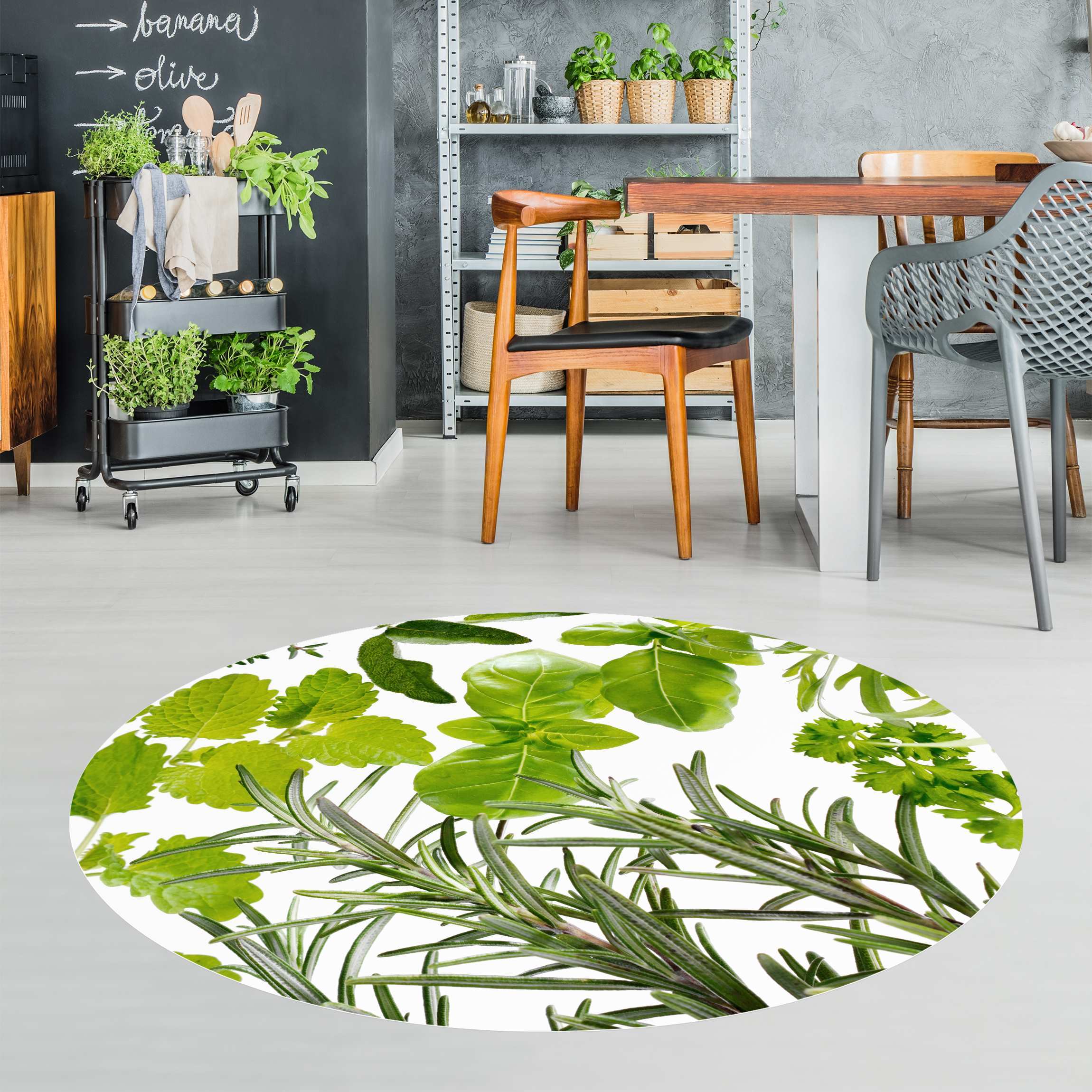 Runder Vinyl-Teppich Verschiedene Kräuter