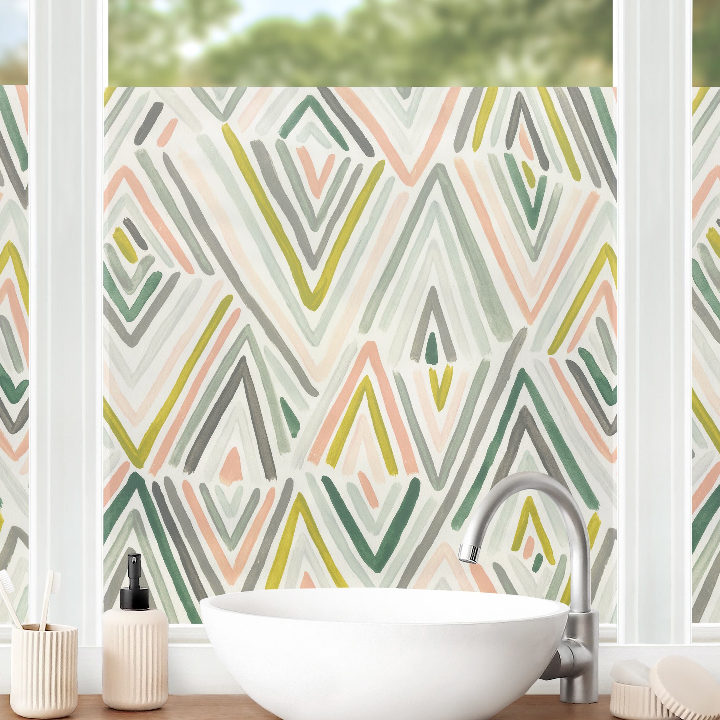 Fensterfolie Verspielte eckige Regenbögen