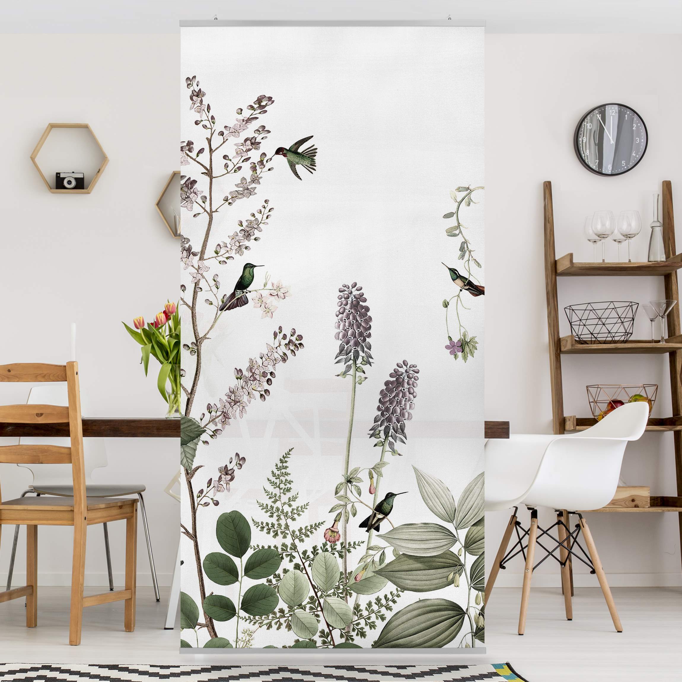Raumteiler Verspielte Kolibris zwischen Glockenblumen