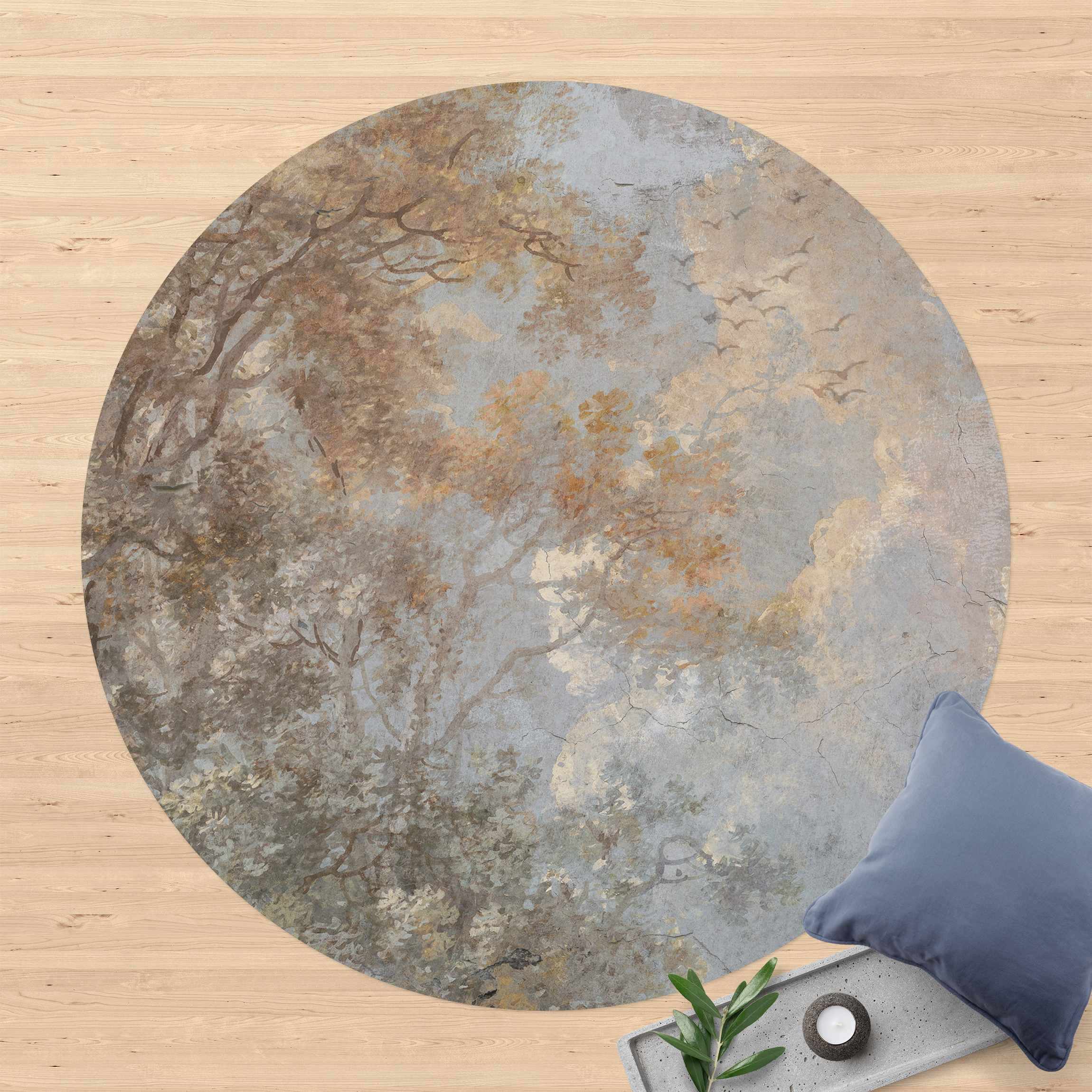 Runder Vinyl-Teppich Versteckte Lichtung in den Wolken