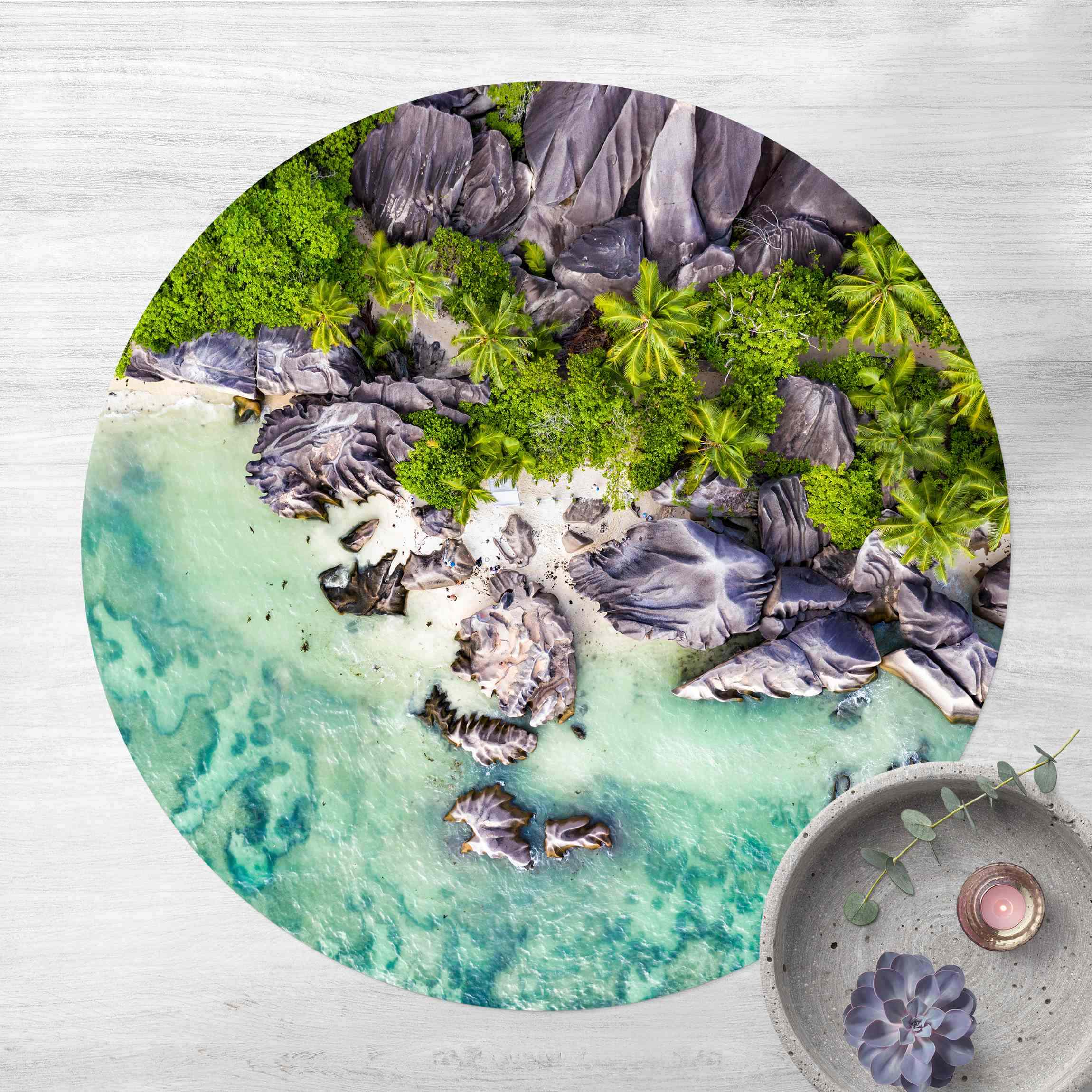 Runder Vinyl-Teppich Versteckter Strand