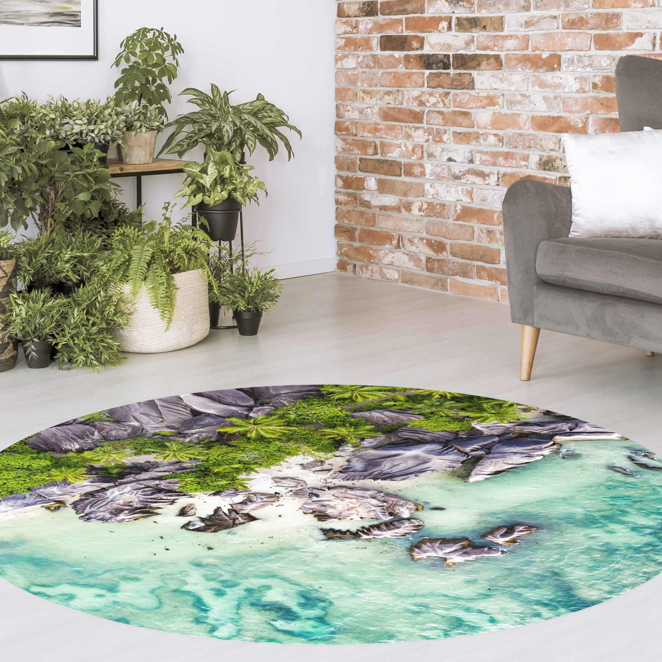 Runder Vinyl-Teppich Versteckter Strand