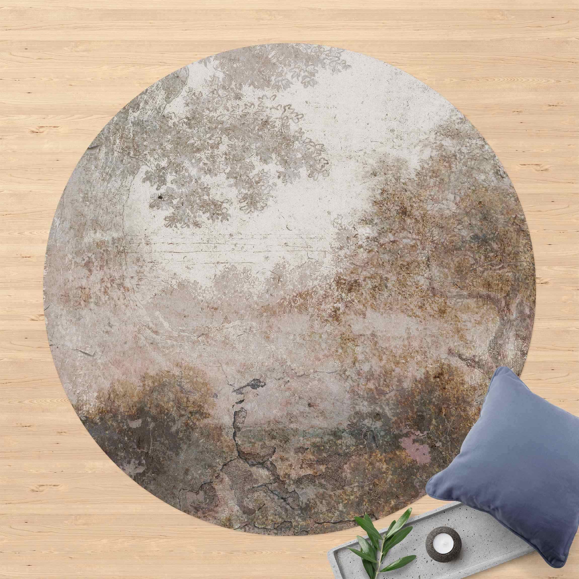 Runder Vinyl-Teppich Versteckter Wald am Horizont
