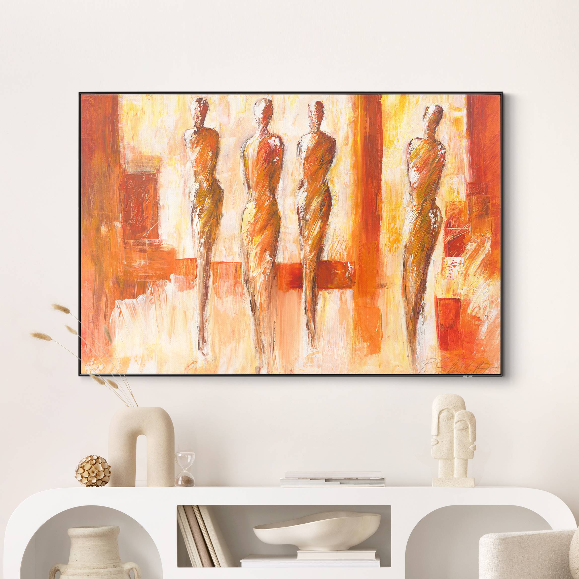 Wechselbild Vier Figuren in Orange