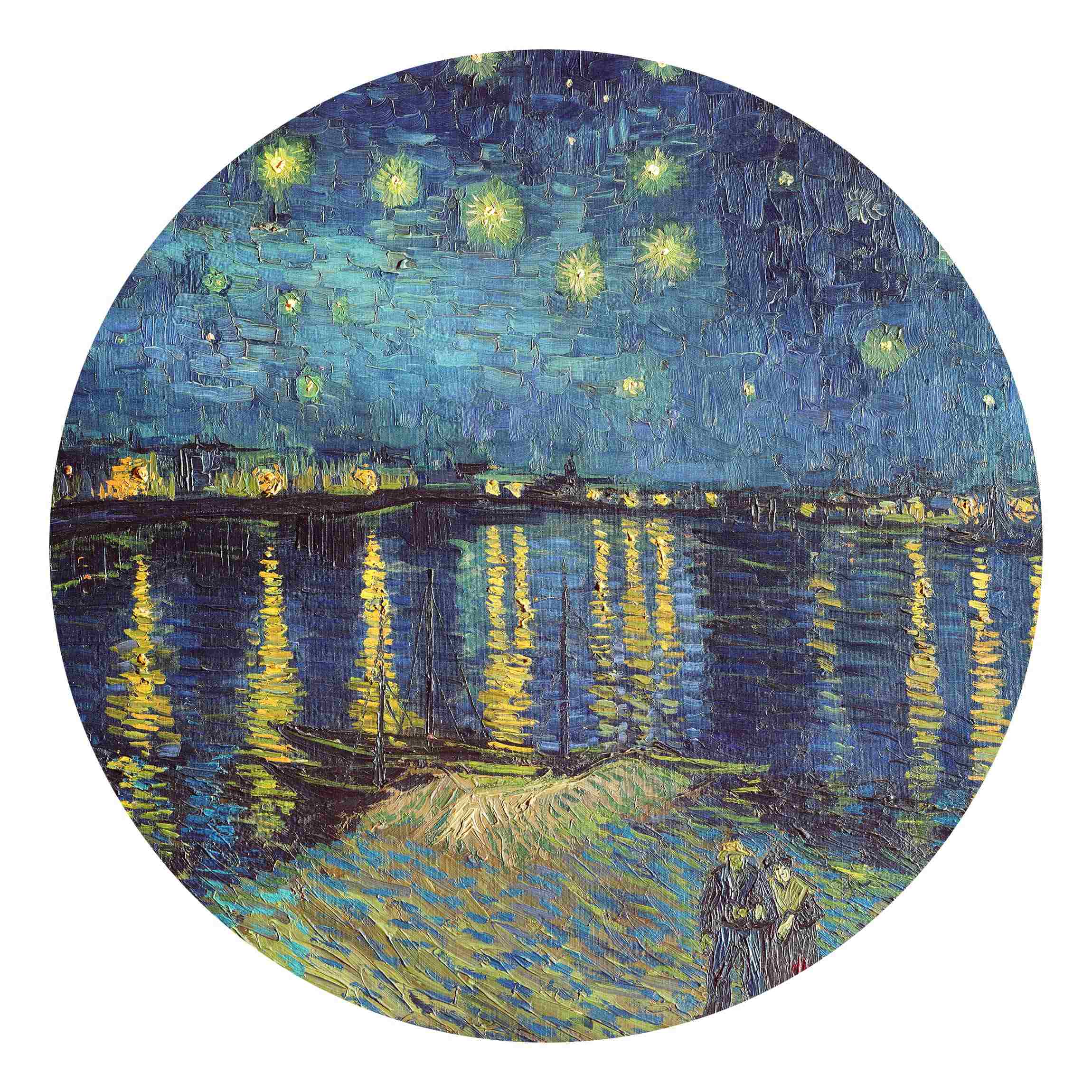 Runde Fototapete Vincent van Gogh - Sternennacht über der Rhône