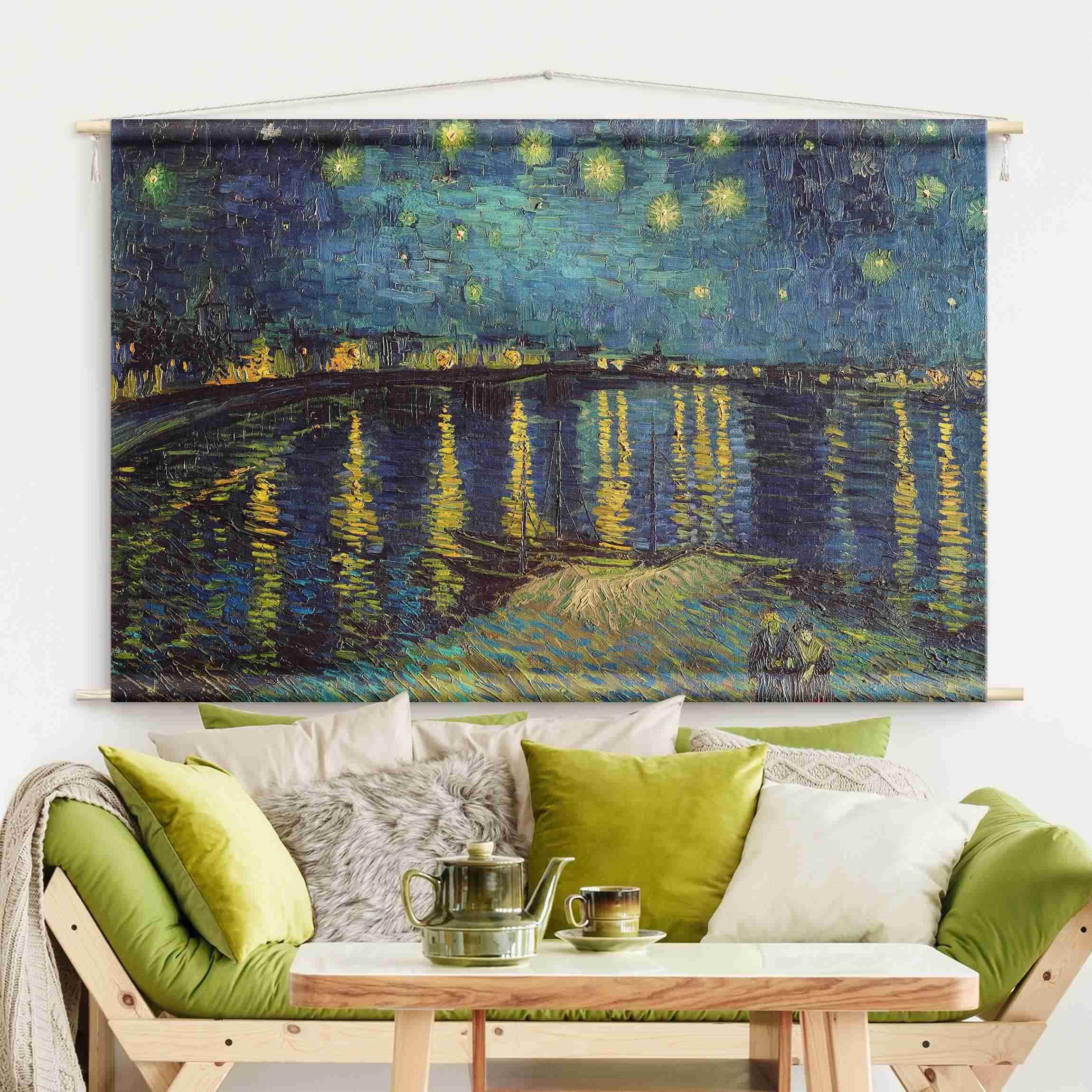 Wandteppich Vincent van Gogh - Sternennacht über der Rhône