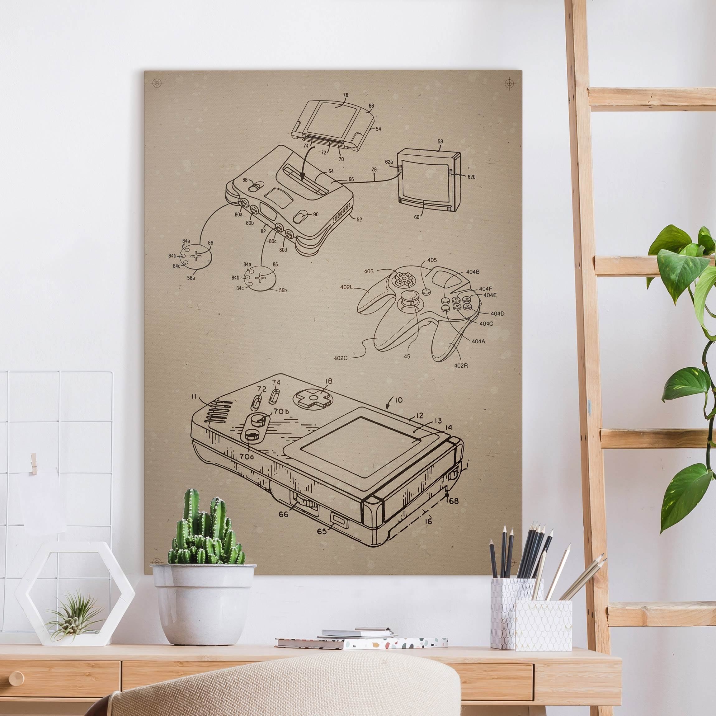 Leinwandbild Vintage Anleitung Gaming III