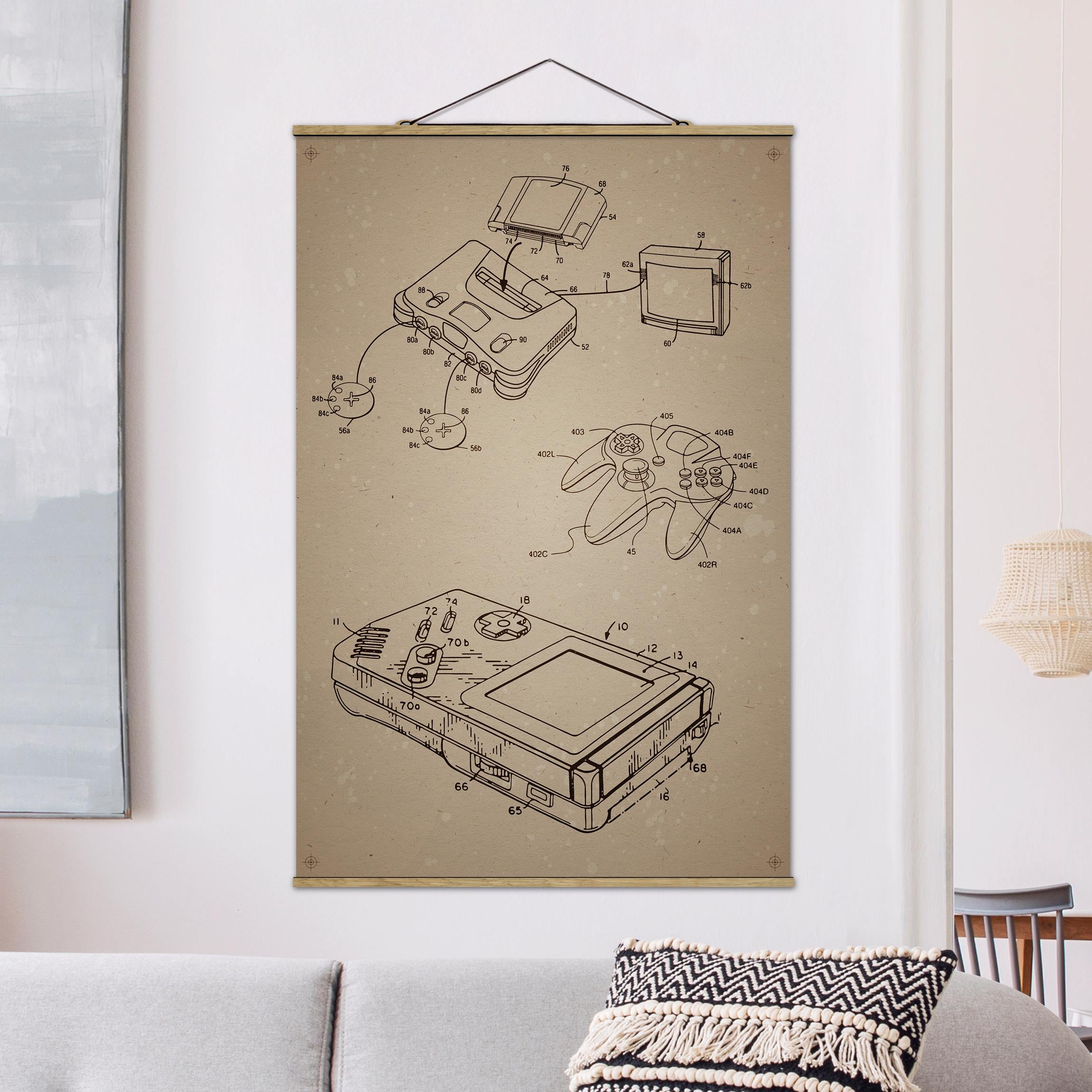 Stoffbild Vintage Anleitung Gaming III