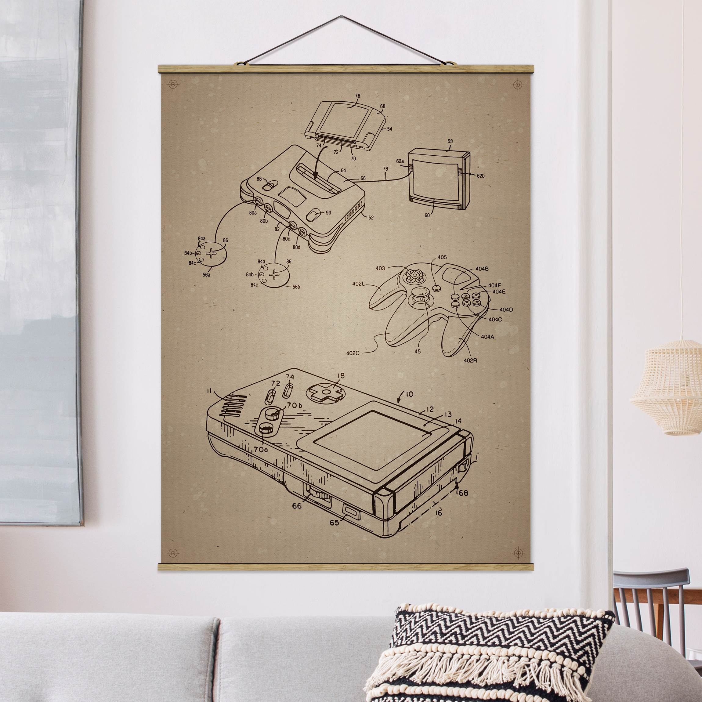 Stoffbild Vintage Anleitung Gaming III