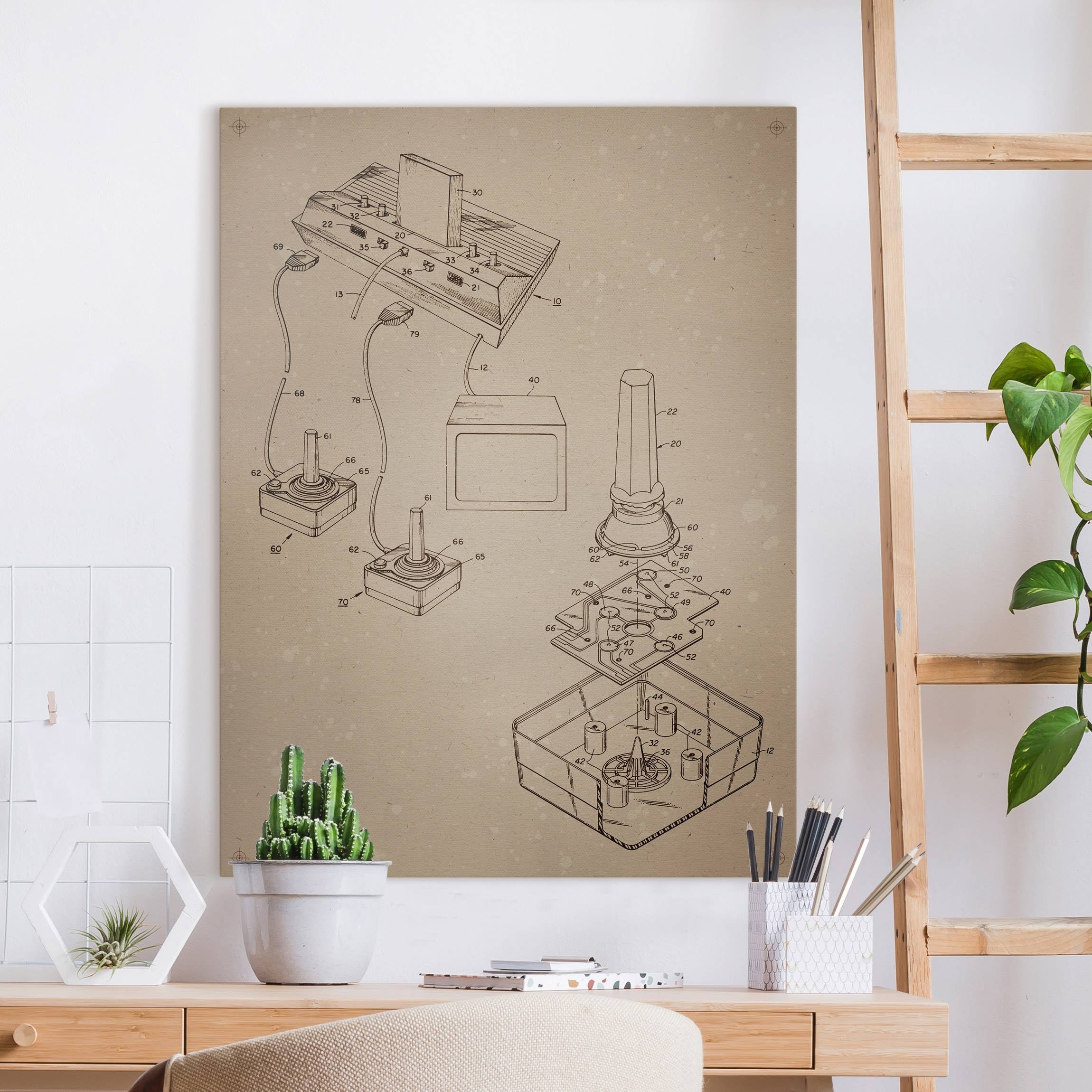 Leinwandbild Vintage Anleitung Gaming
