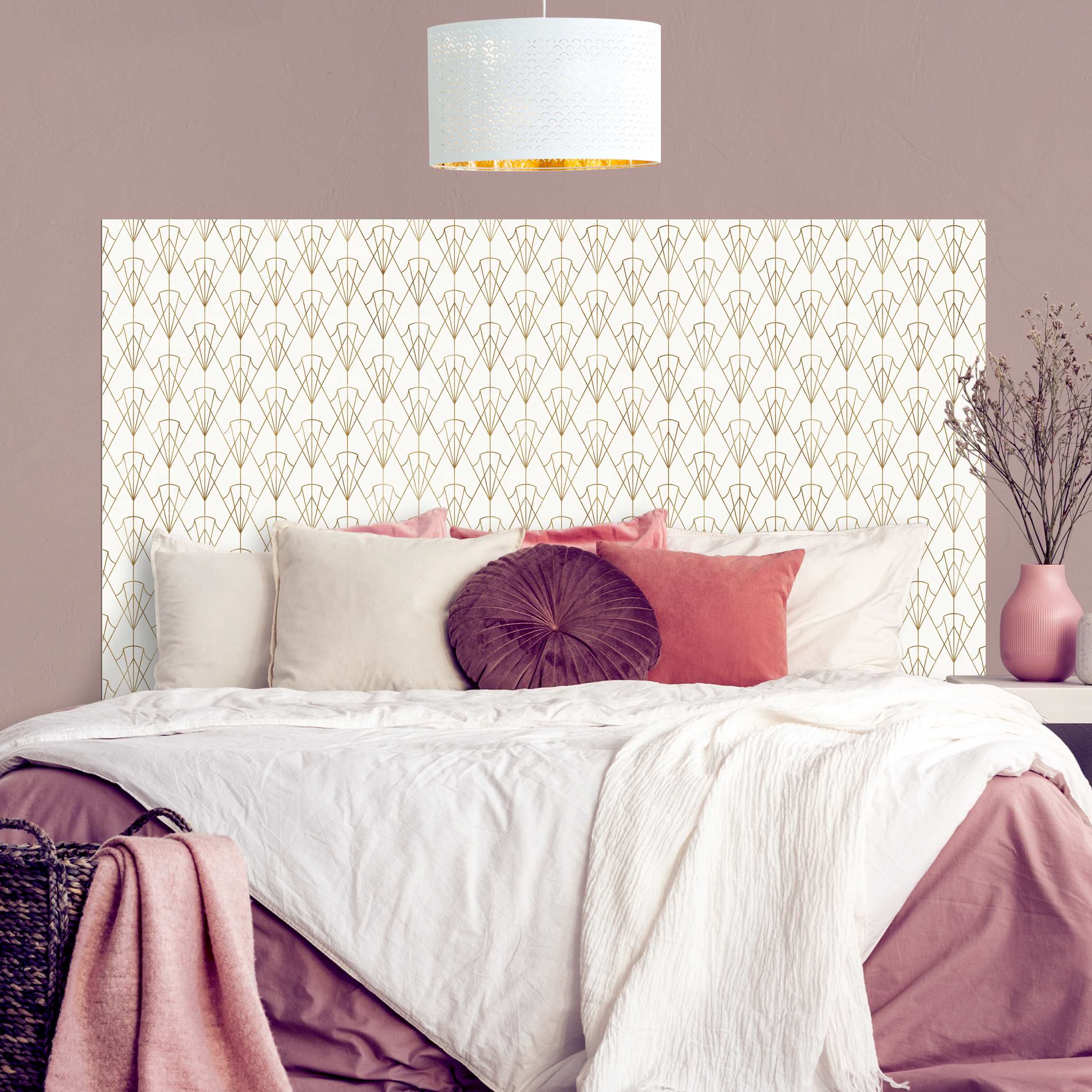 Kopfteil Bett Vintage Art Deco Muster Pfeile XXL