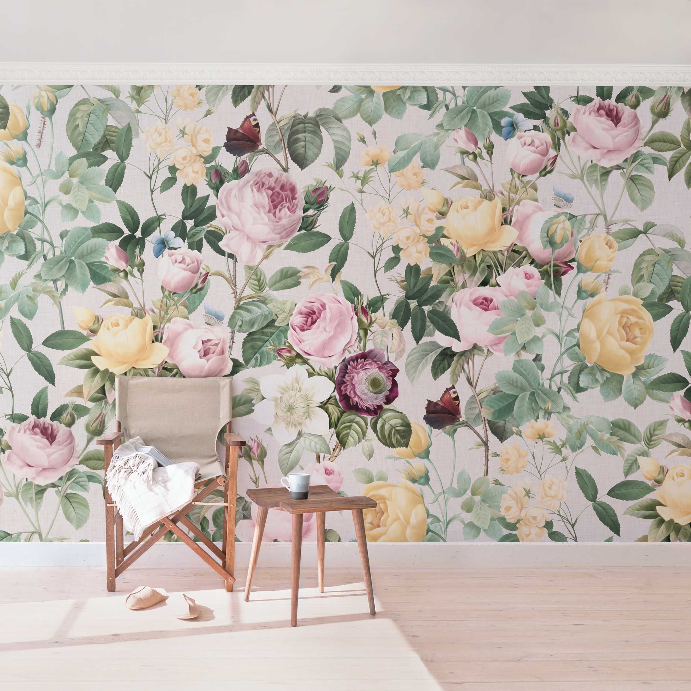 Fototapete Blumen Vintage Blumen Illustration XXL