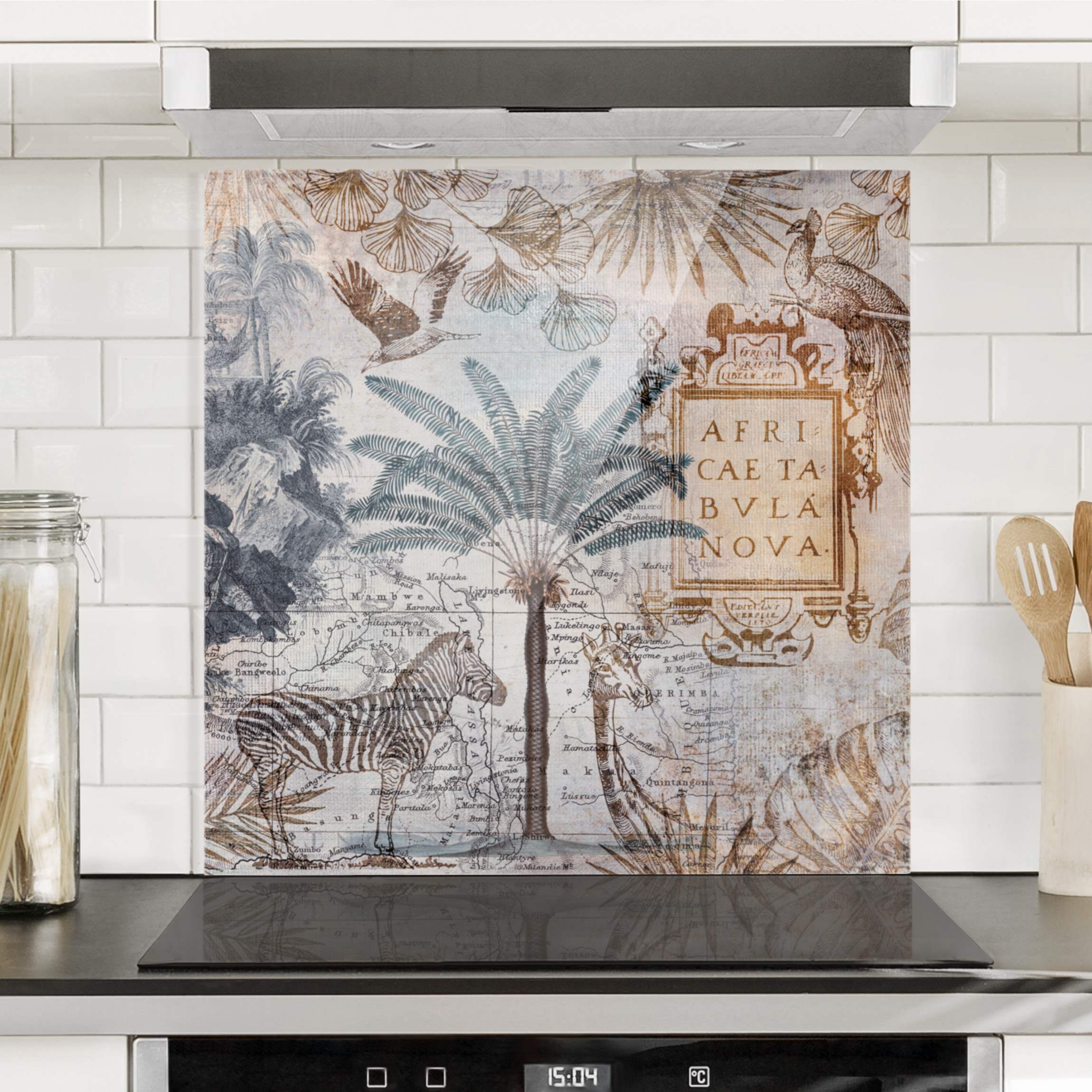 Glas Spritzschutz Vintage Collage Landkarte Afrika