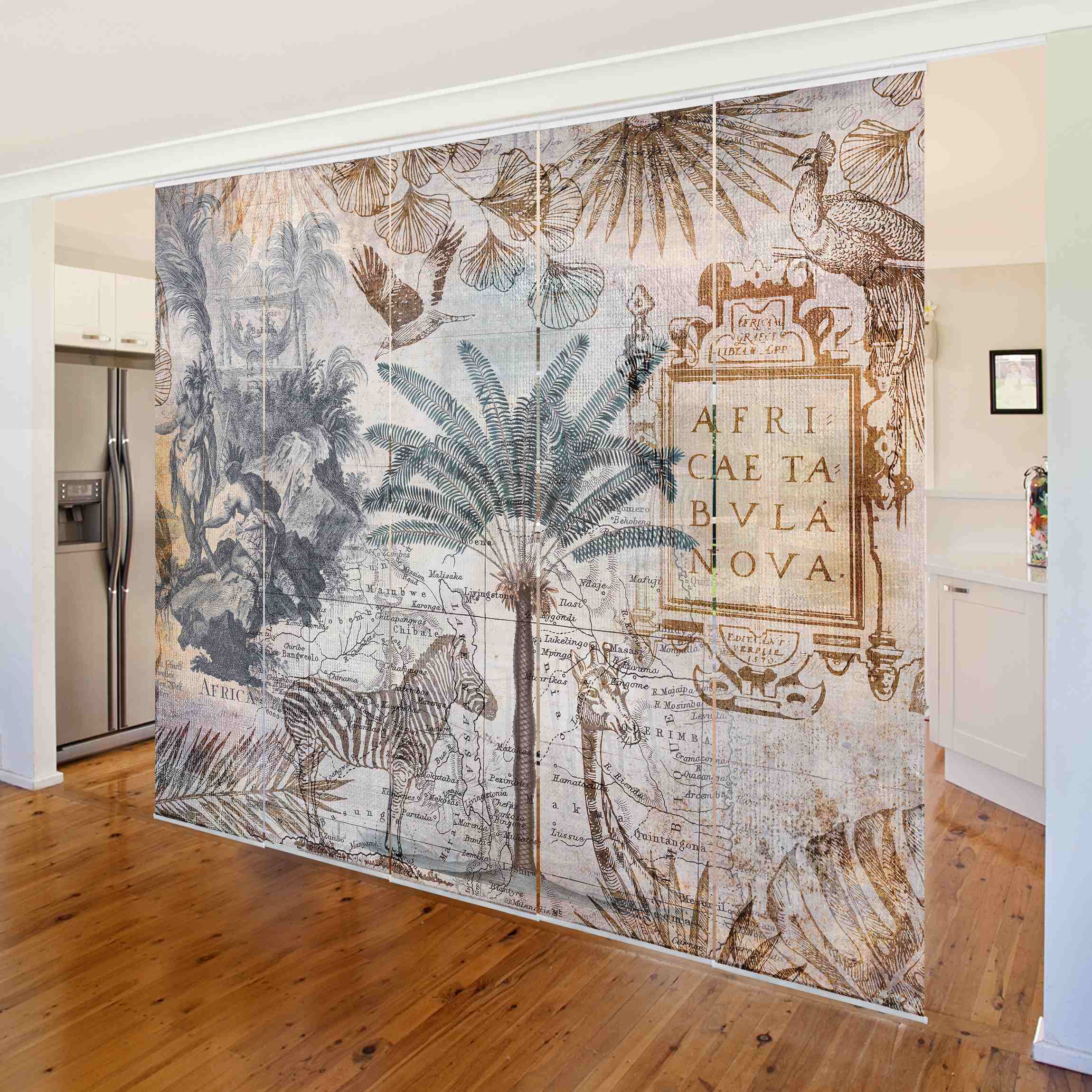 Schiebegardine Vintage Collage Landkarte Afrika