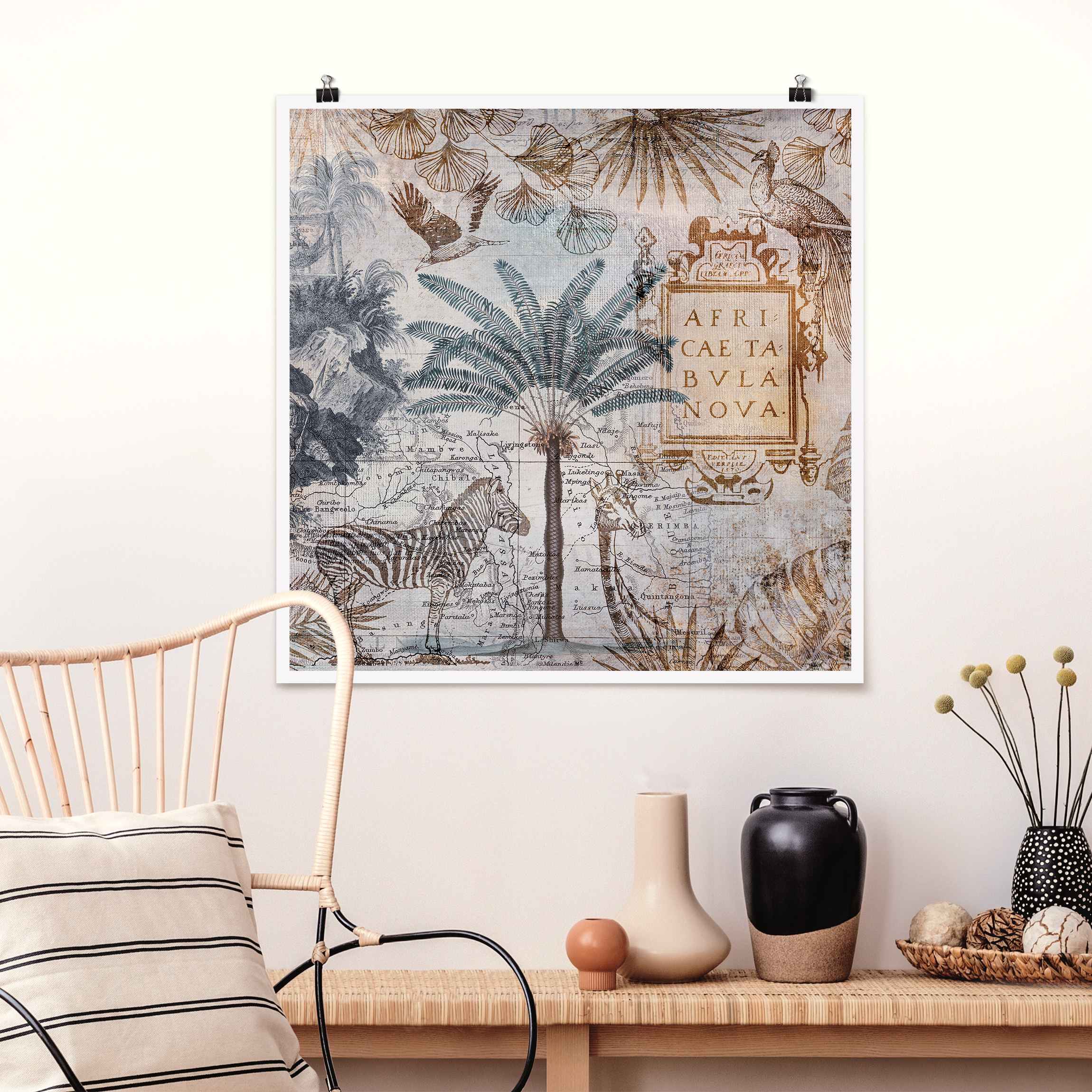 Poster Vintage Collage Landkarte Afrika