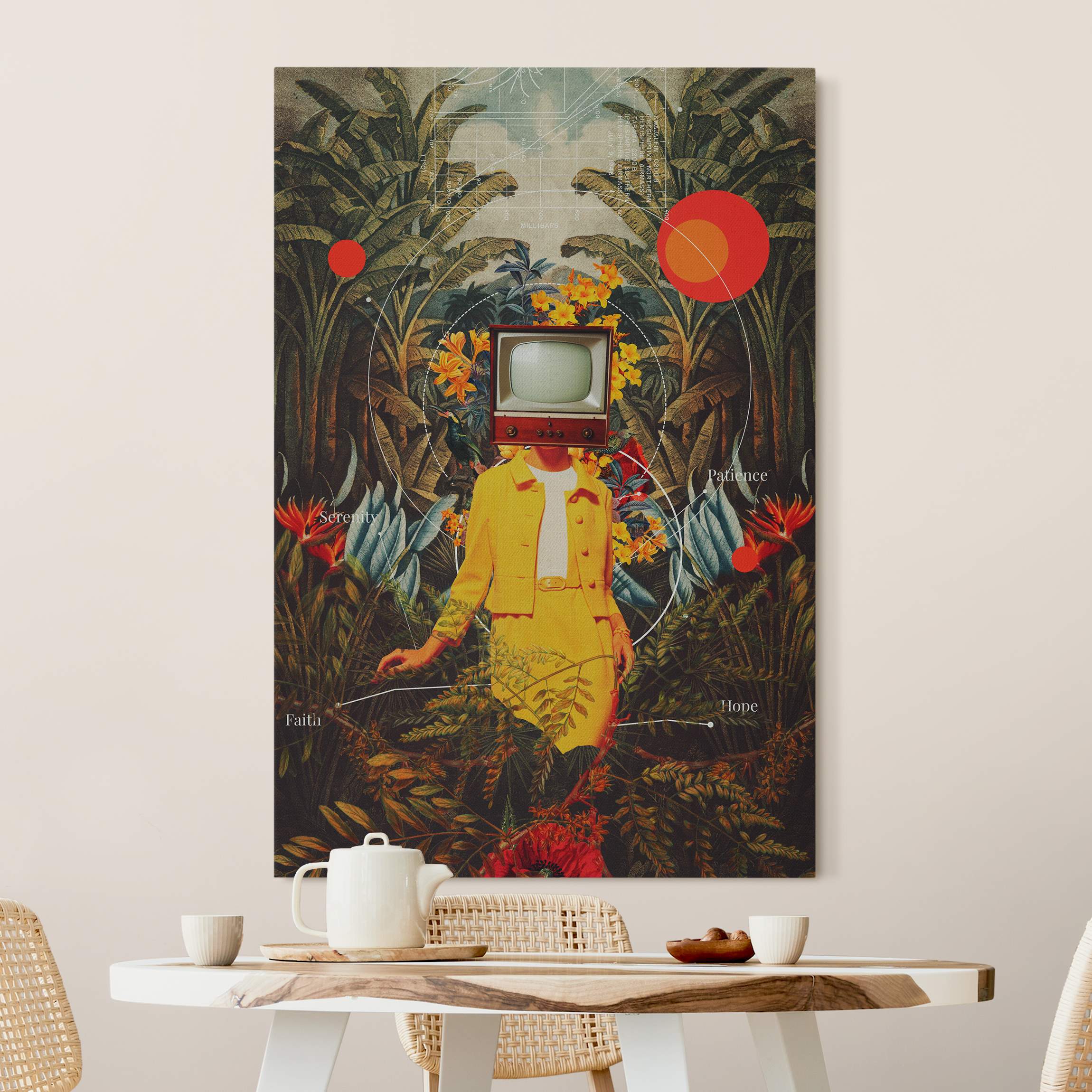 Akustikbild Vintage Fernseher im Dschungel