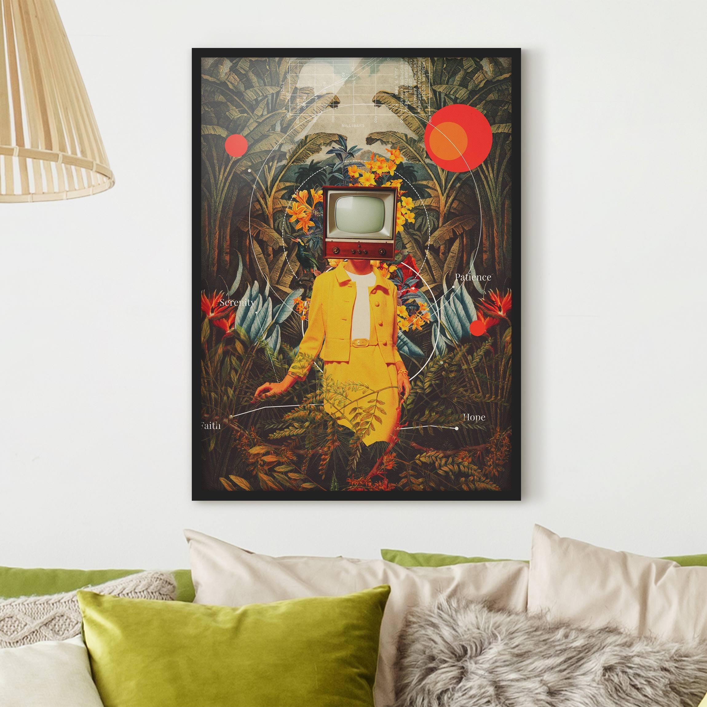 Bild mit Rahmen Vintage Fernseher im Dschungel