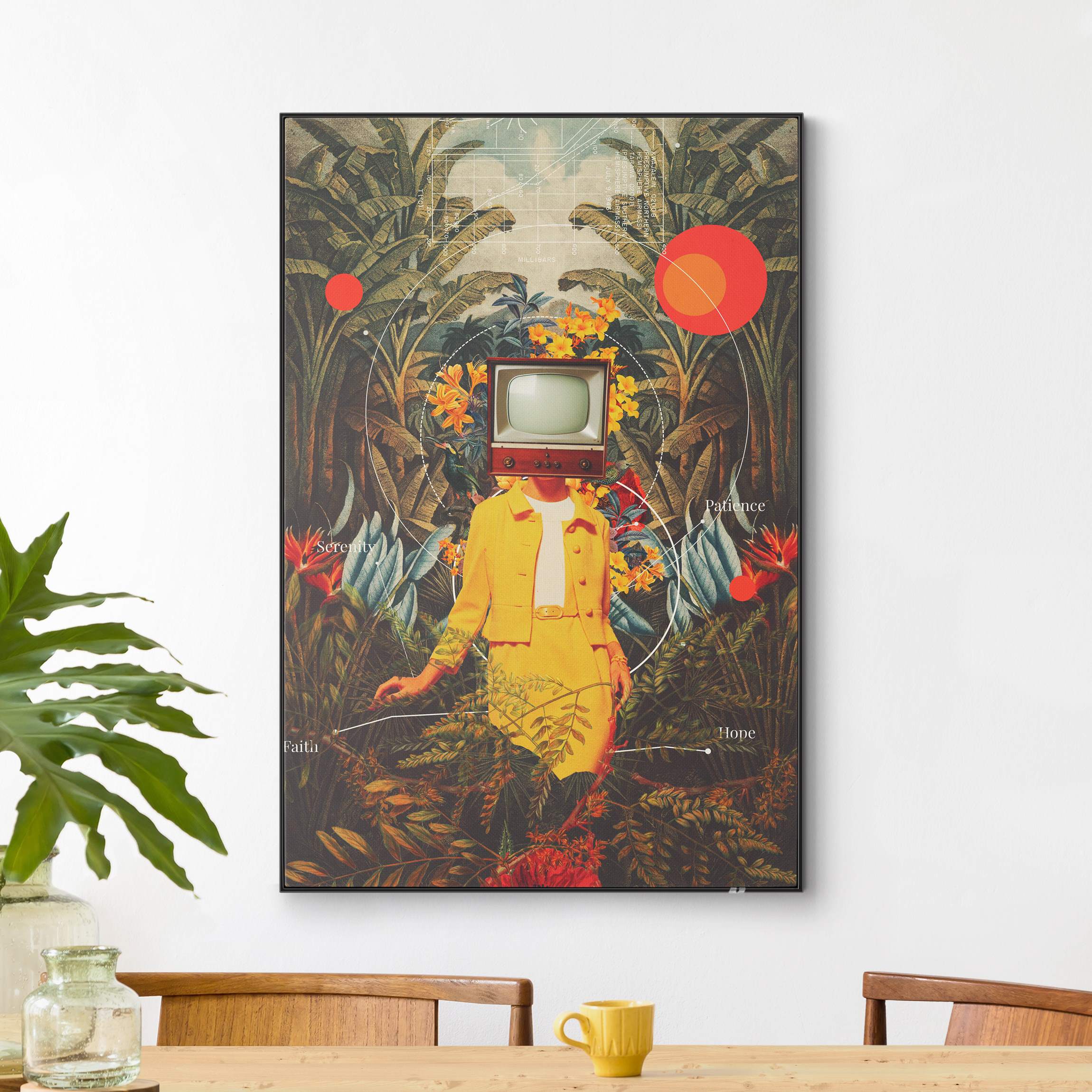 Wechselbild Vintage Fernseher im Dschungel