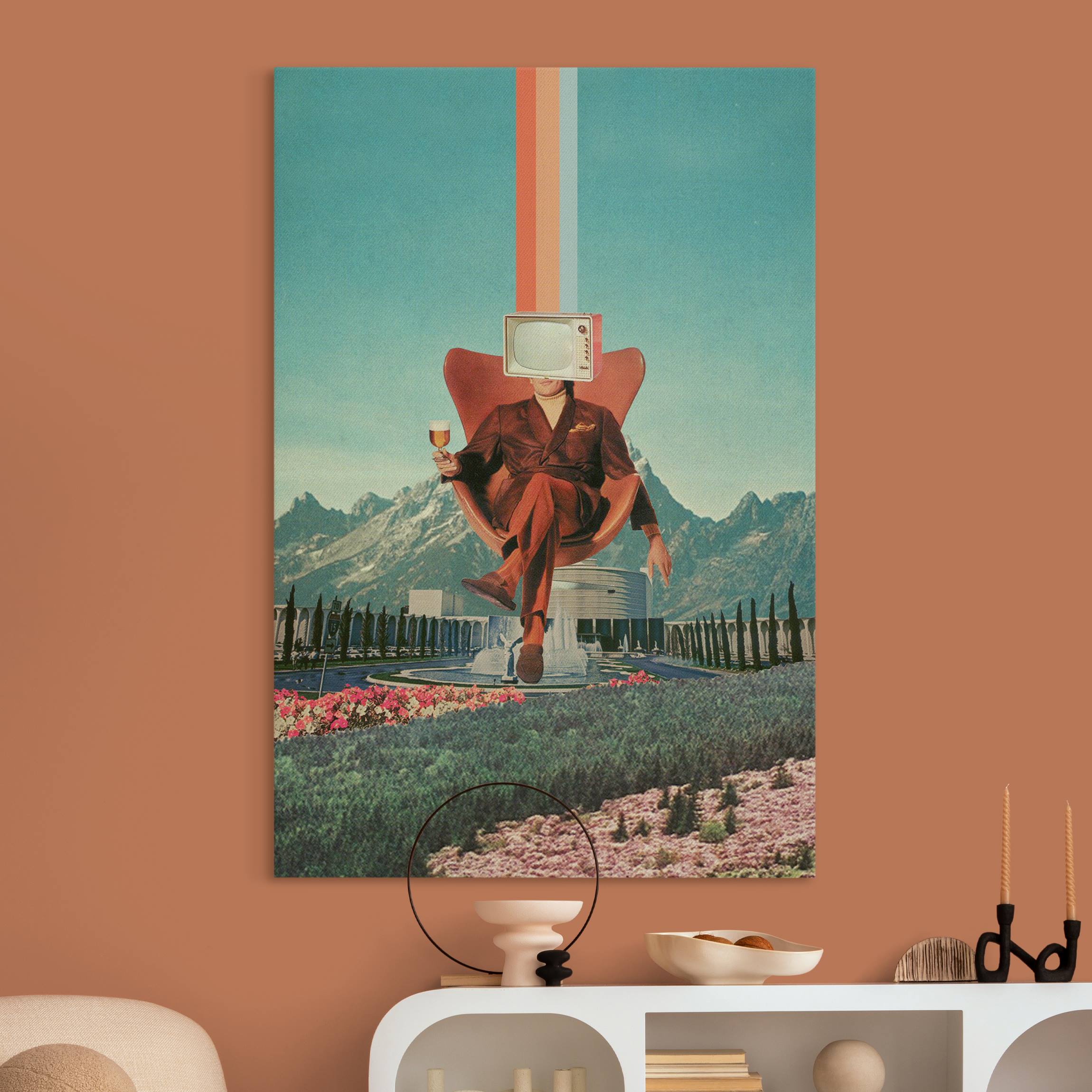 Akustikbild Vintage Fernseher mit Bierglas