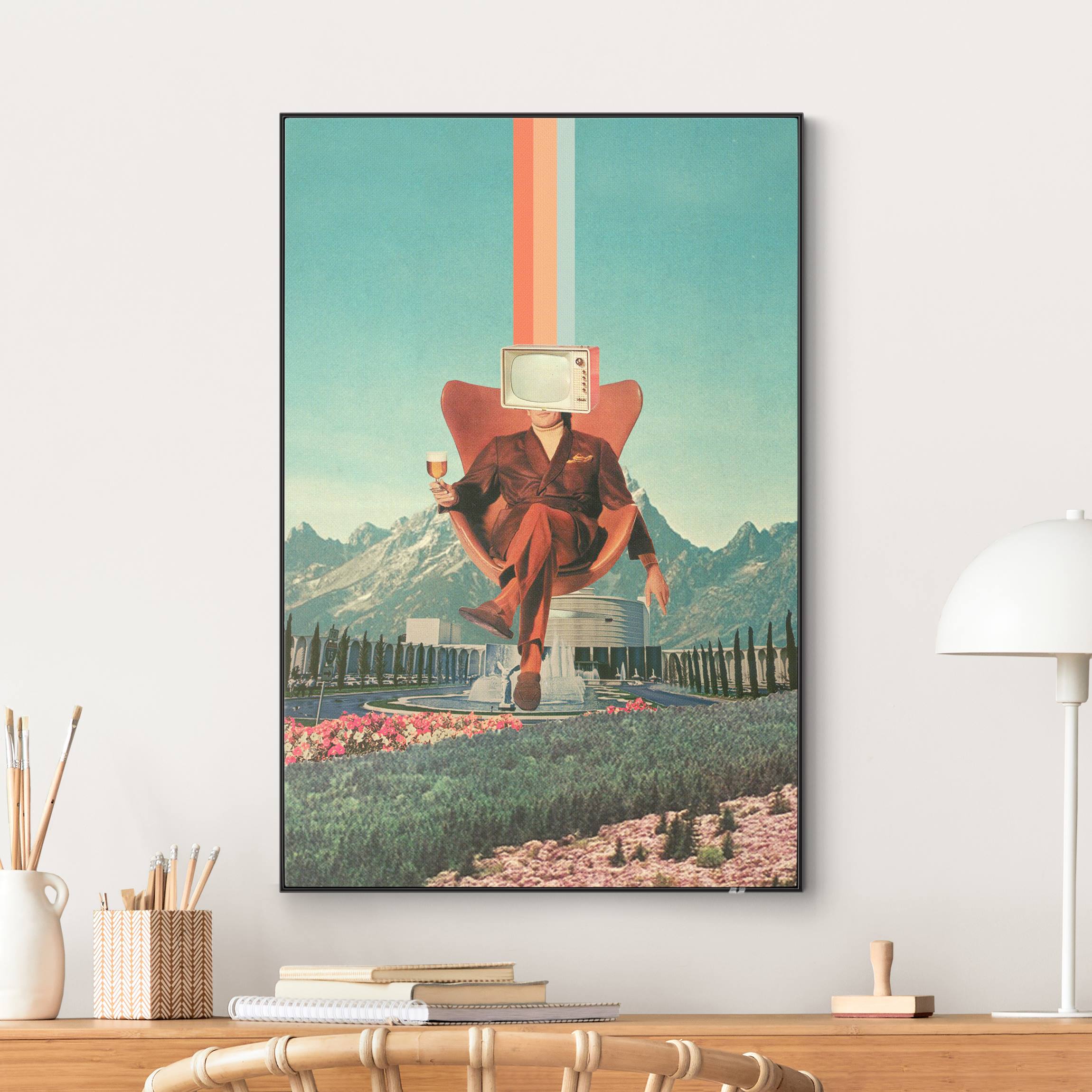 Wechselbild Vintage Fernseher mit Bierglas