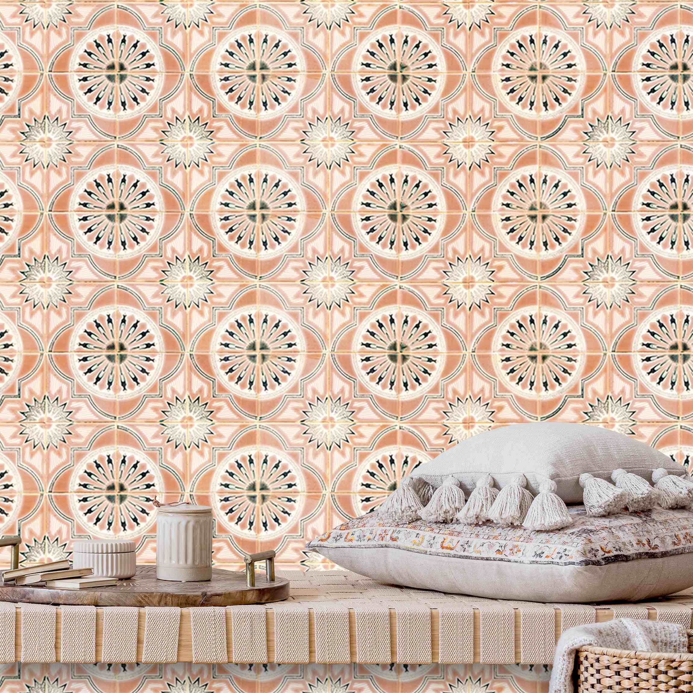 Fototapete Vintage Fliesen Apricot