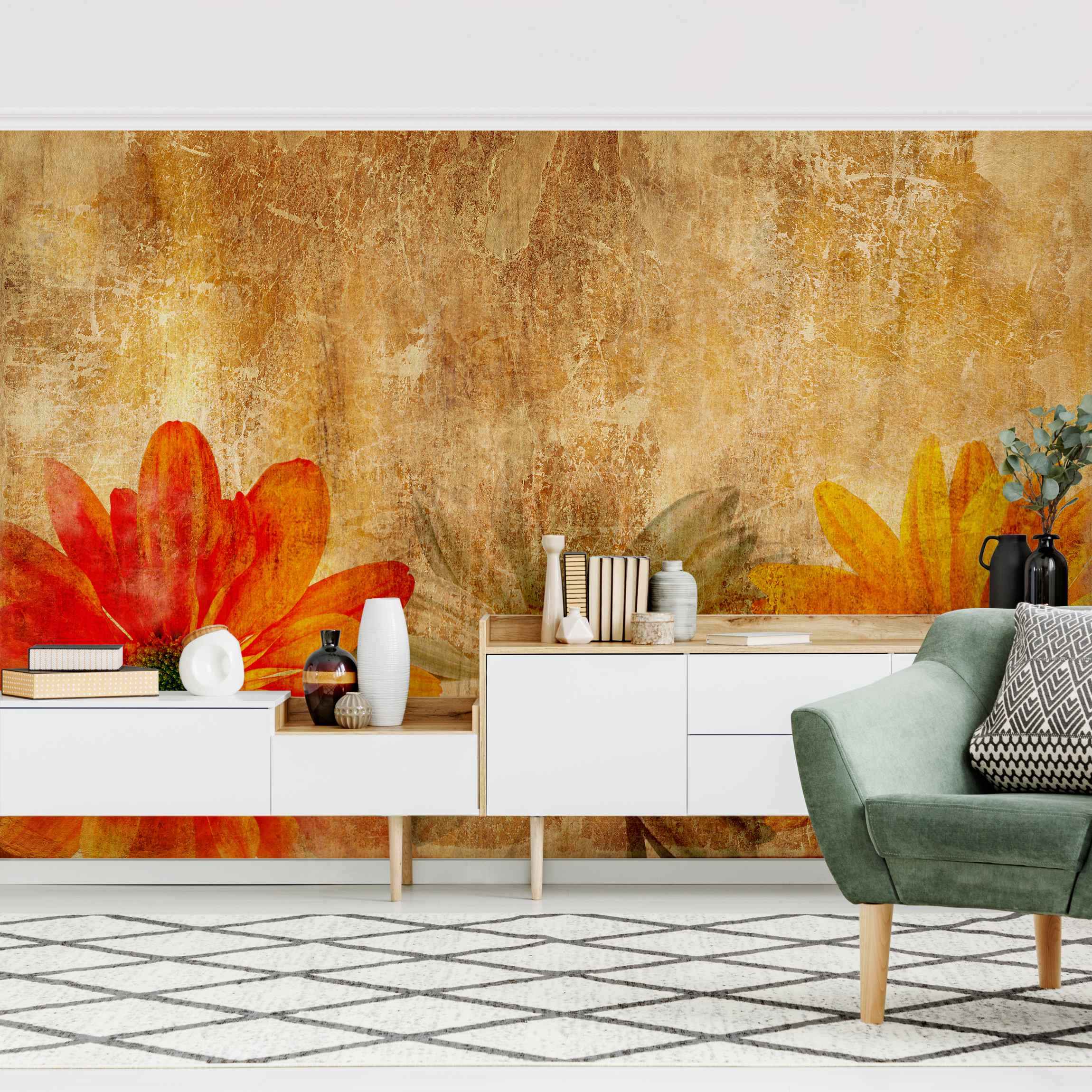 Fototapete Blumen Vintage Flowermix