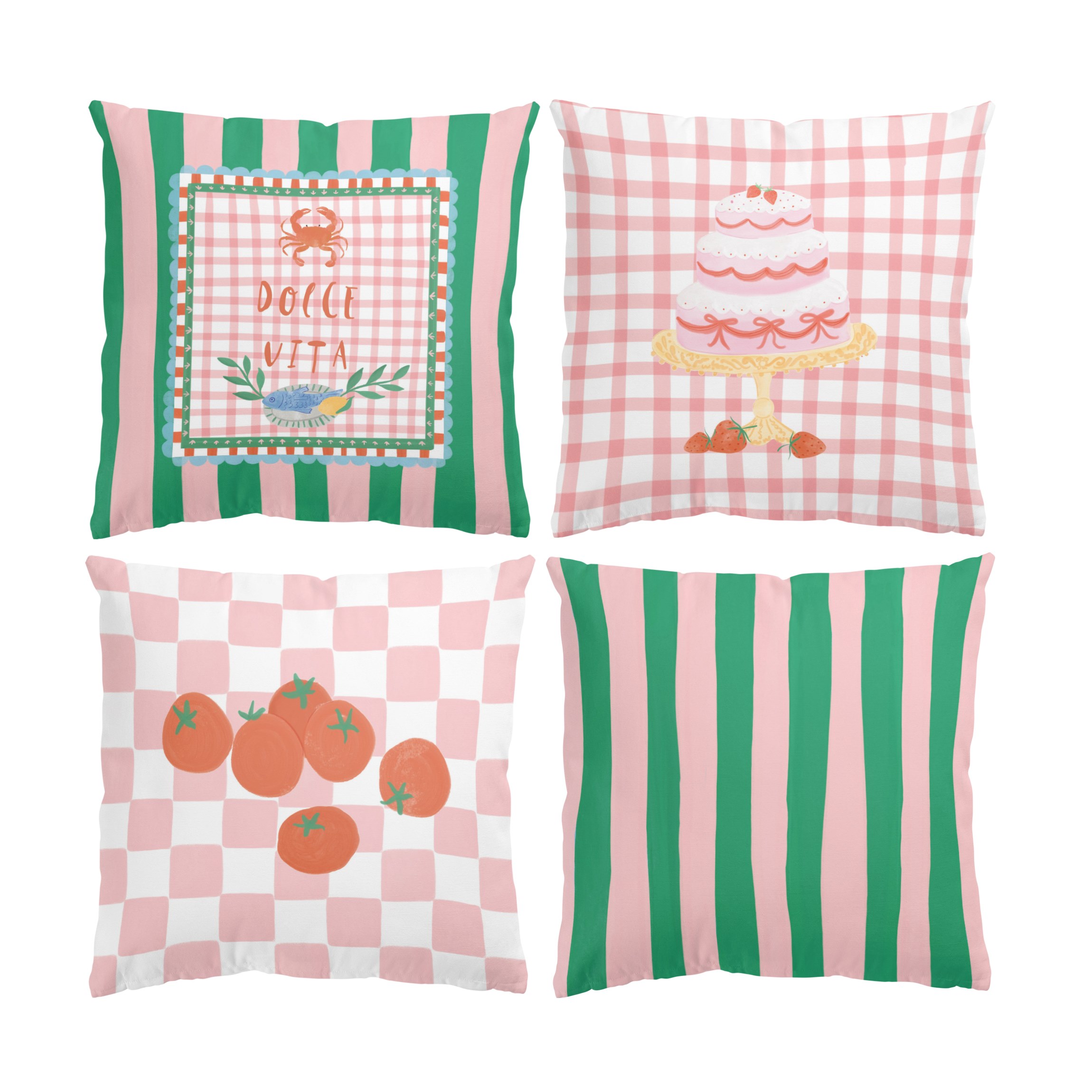 Dekokissen 4er Set Vintage Italien Set III