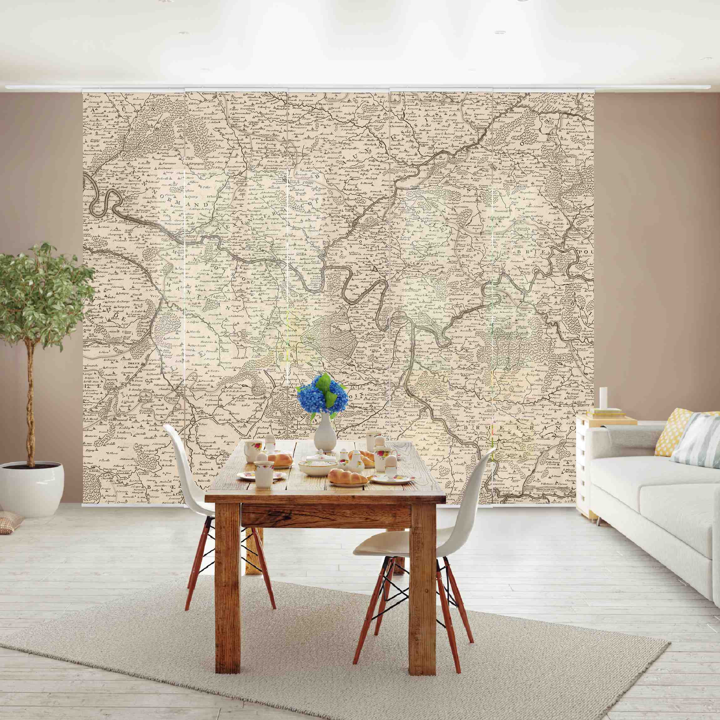 Schiebegardine Vintage Karte Frankreich
