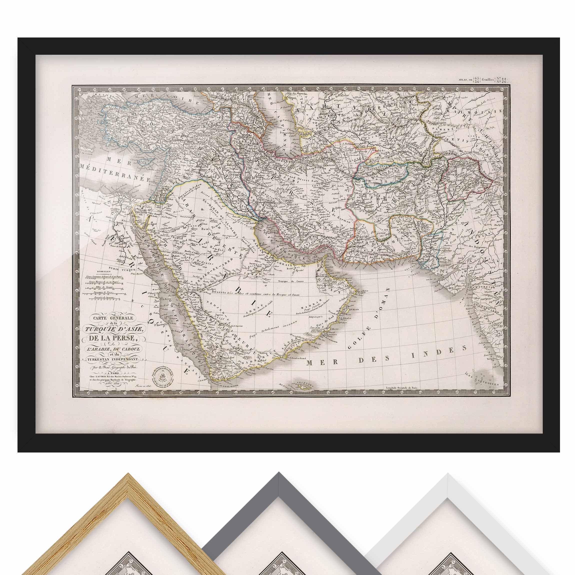Bild mit Rahmen Vintage Karte im Orient