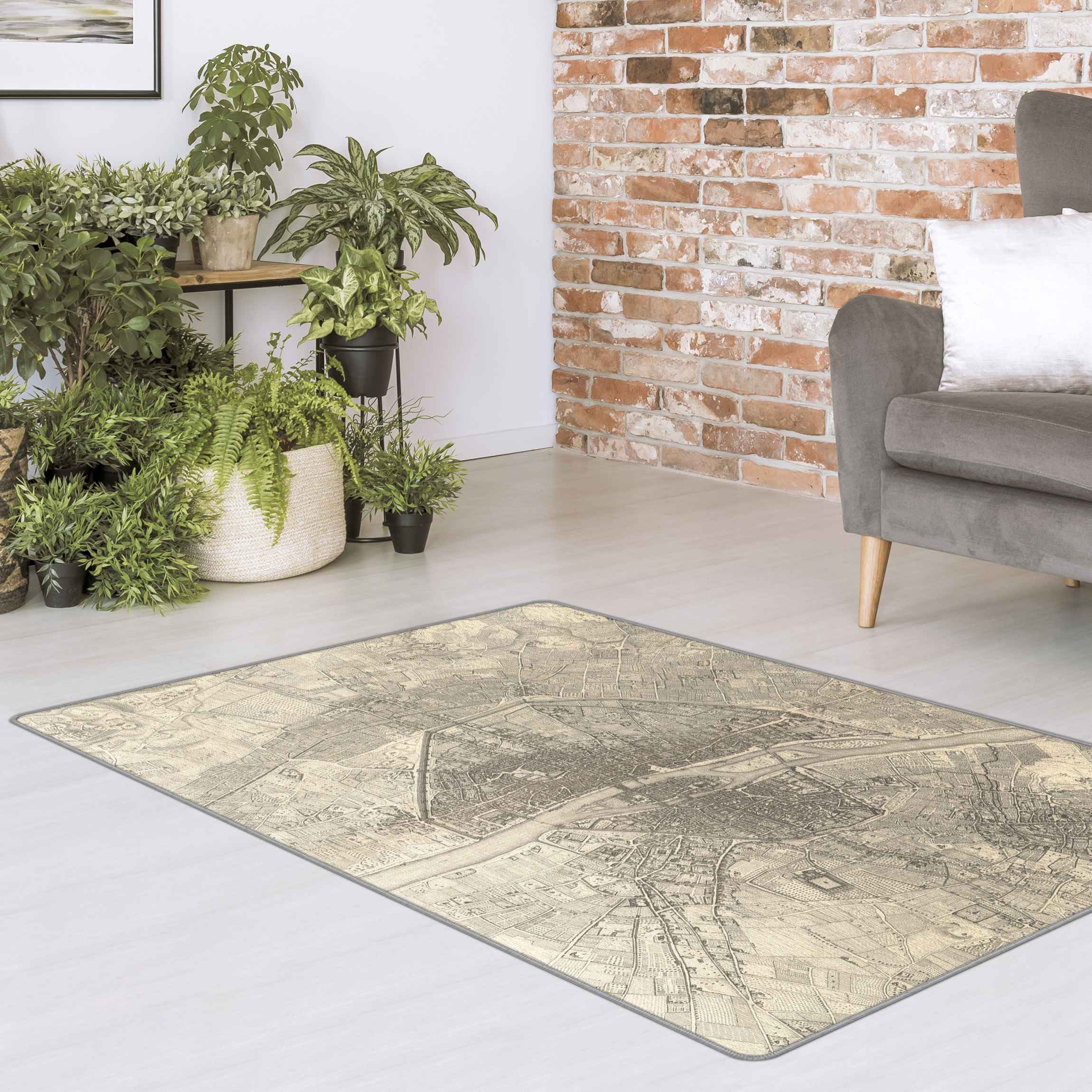 Teppich Vintage Karte Paris