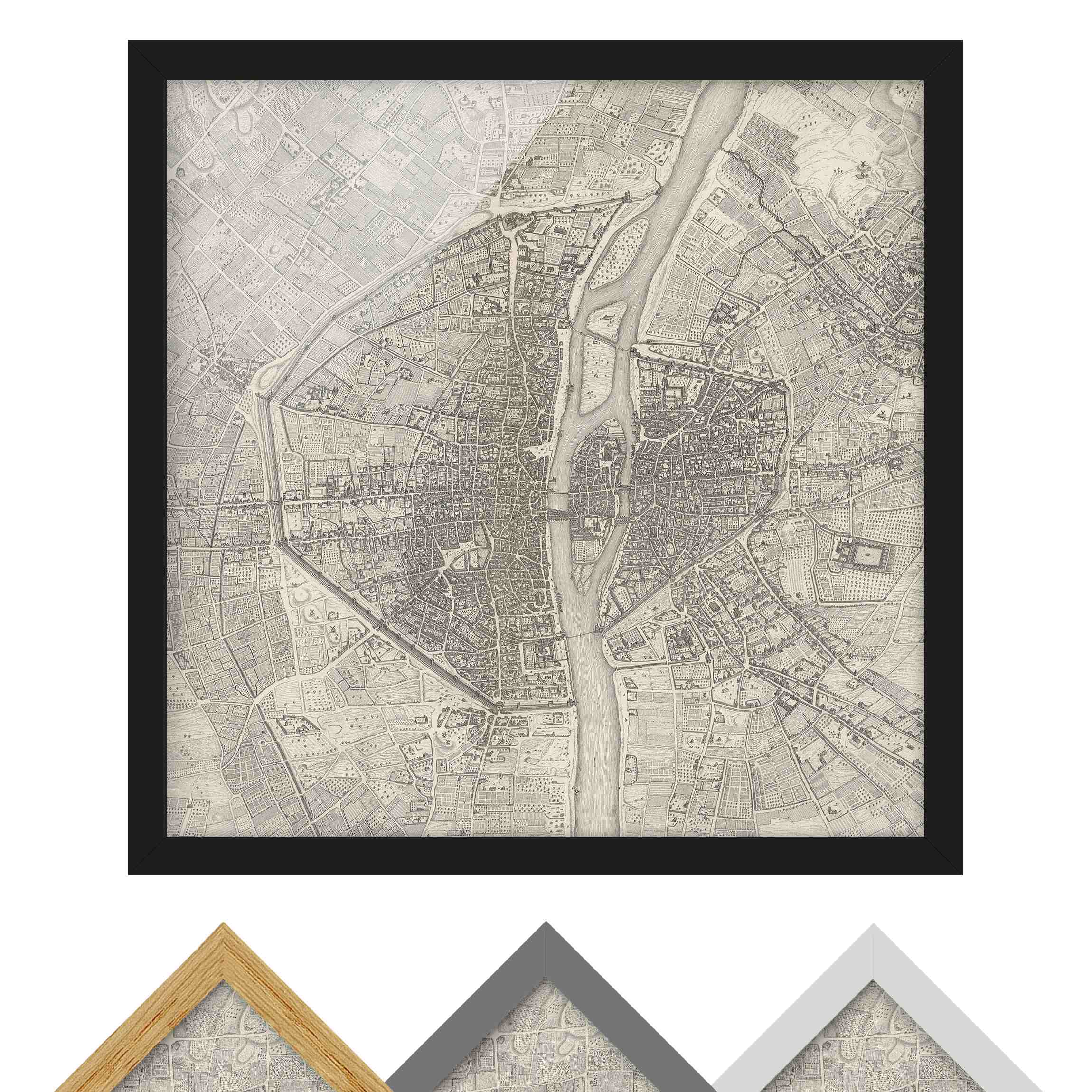 Bild mit Rahmen Vintage Karte Paris