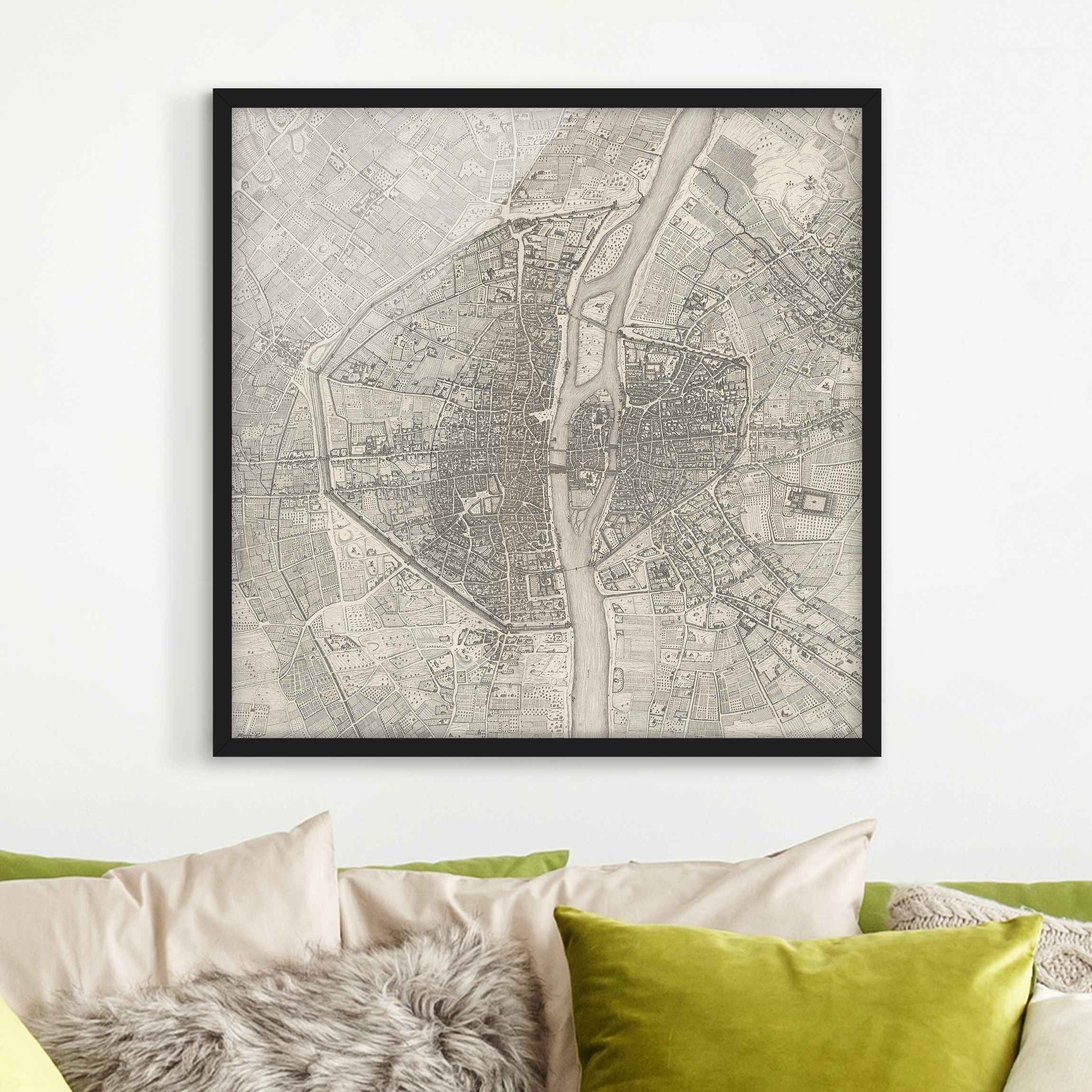 Bild mit Rahmen Vintage Karte Paris