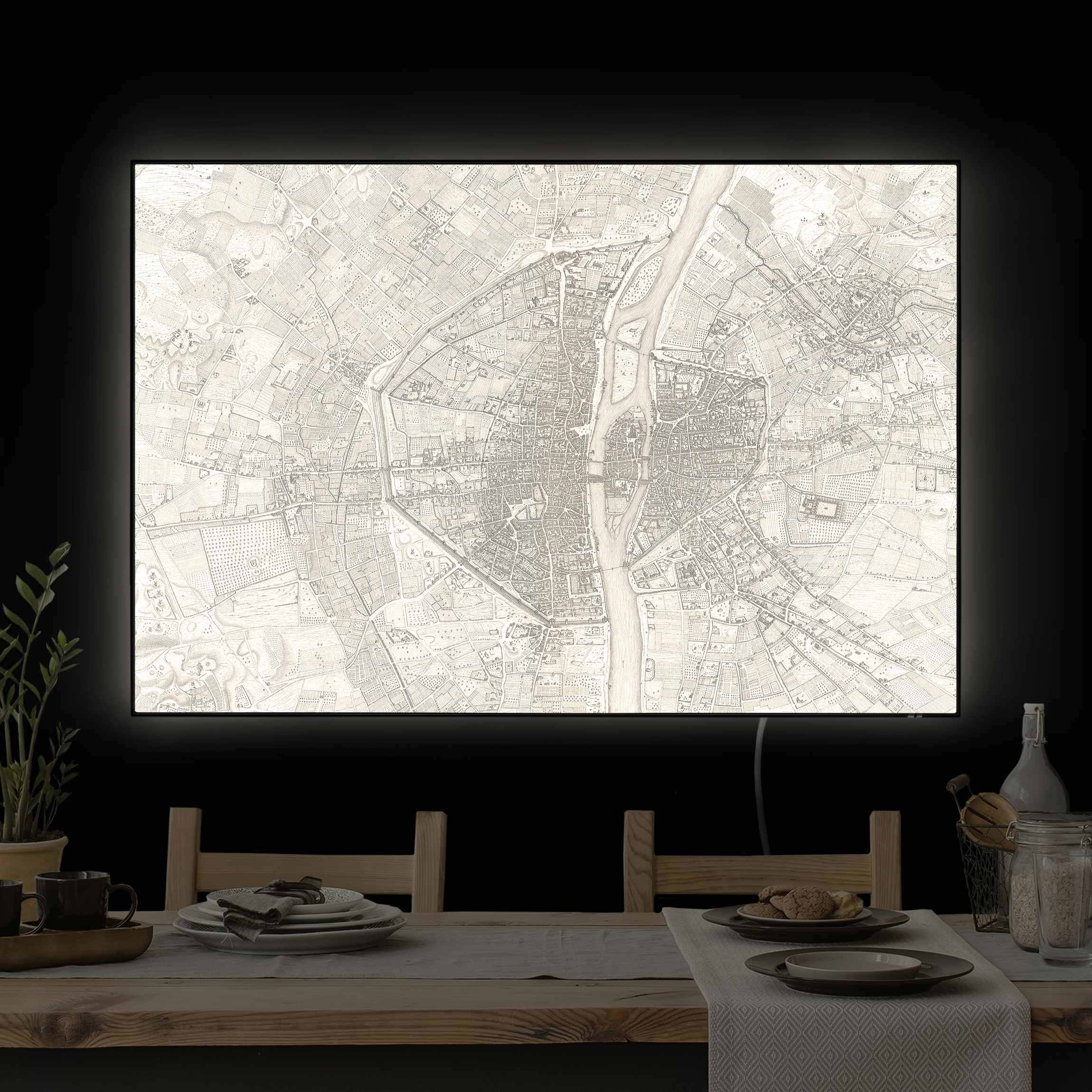 LED-Wechselbild Vintage Karte Paris