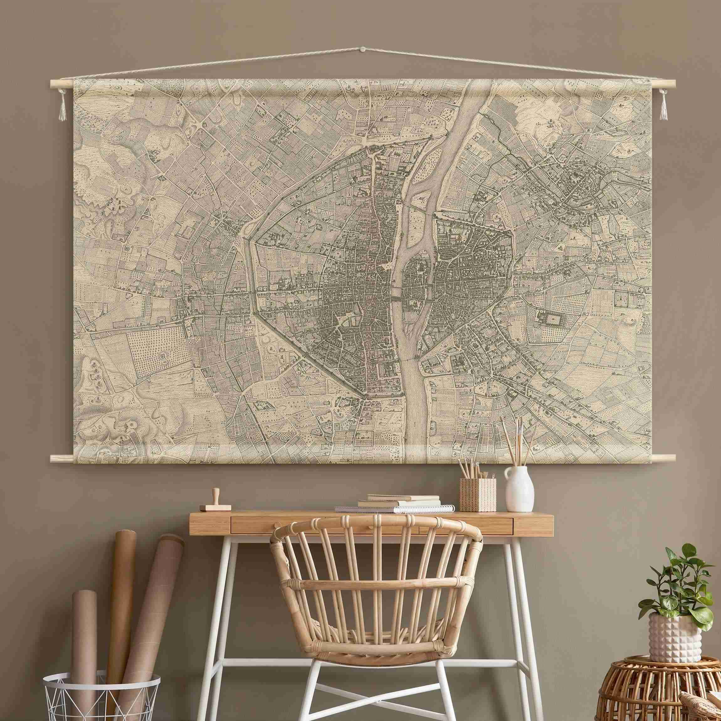 Wandteppich Vintage Karte Paris