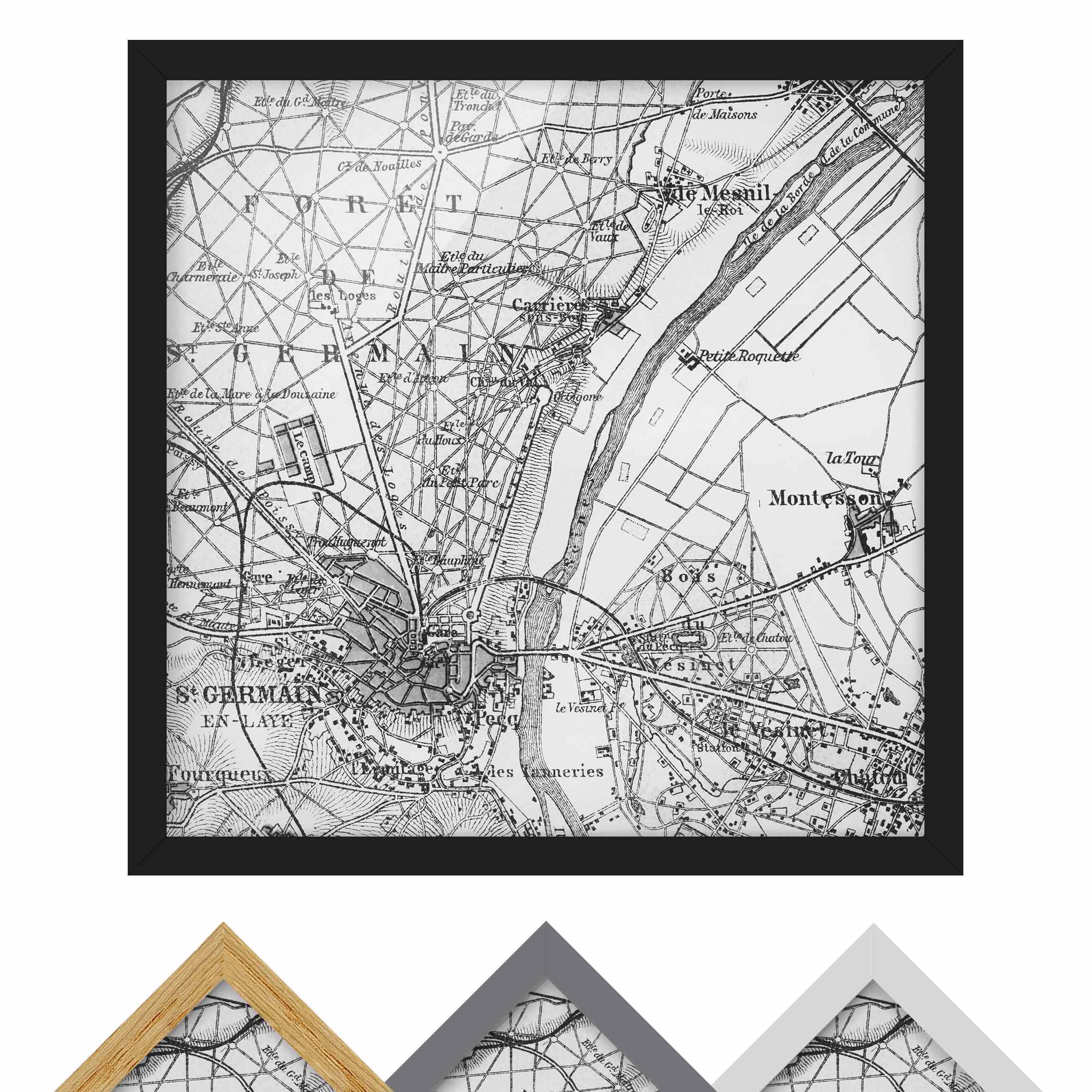 Bild mit Rahmen Vintage Karte St Germain Paris